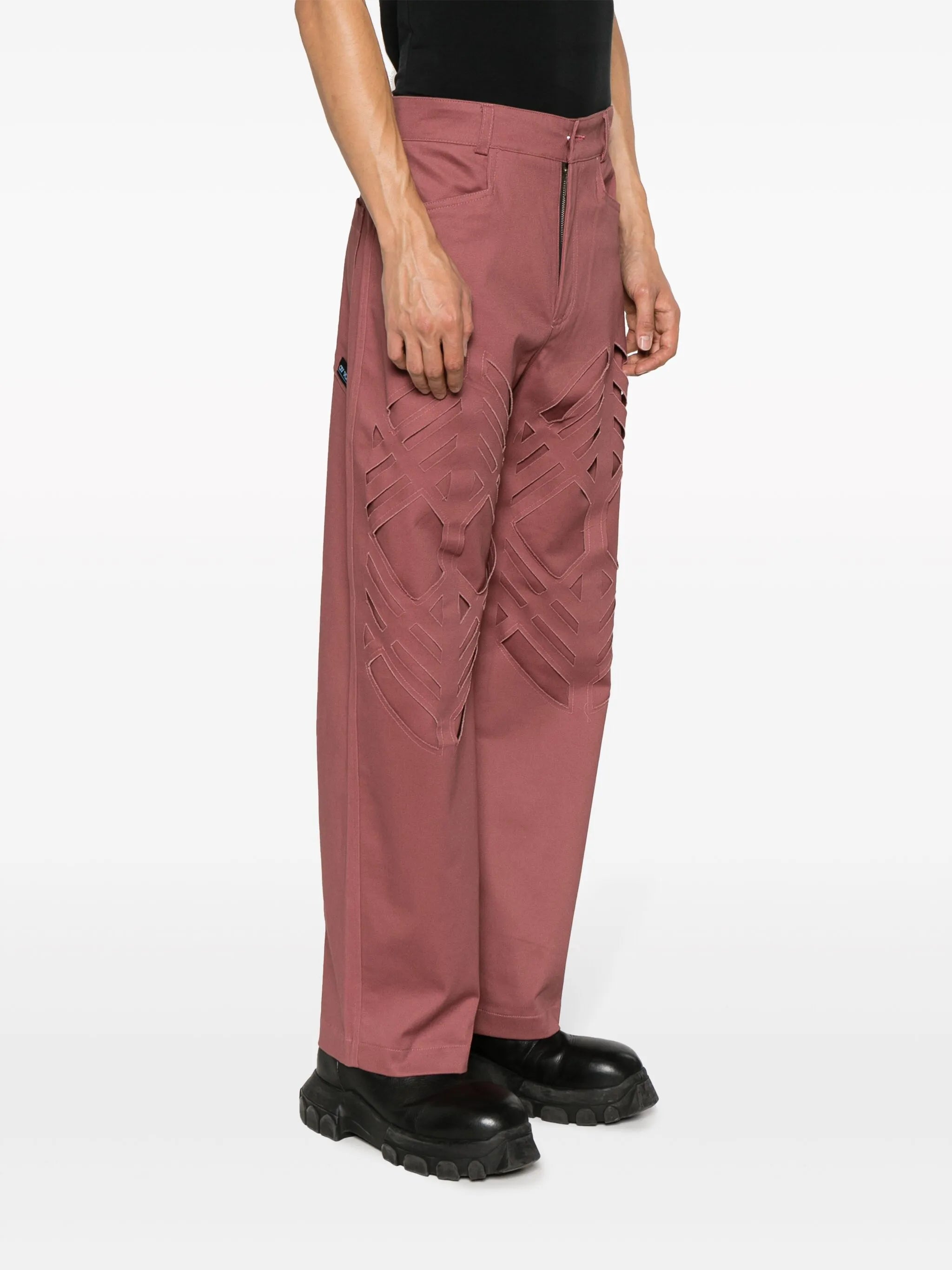 high-waisted laser-cut trousers