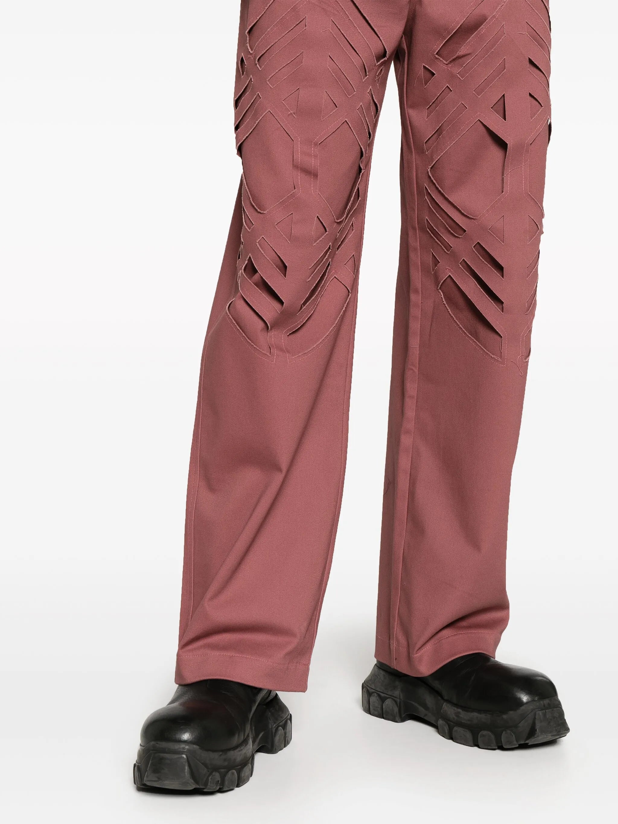 high-waisted laser-cut trousers