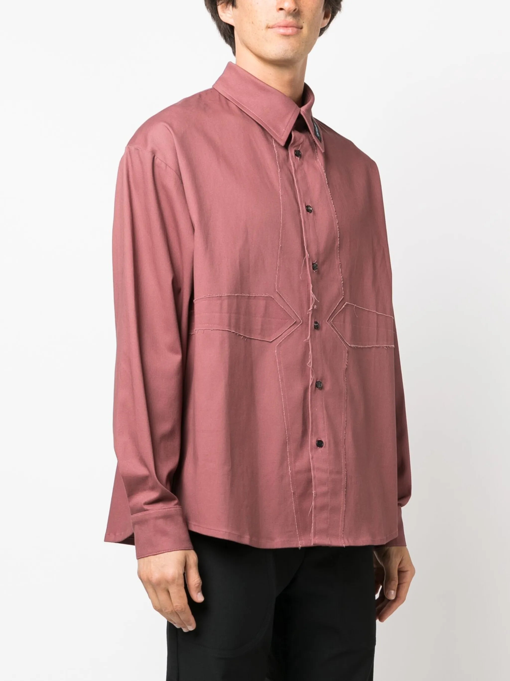 raw-cut edge cotton shirt