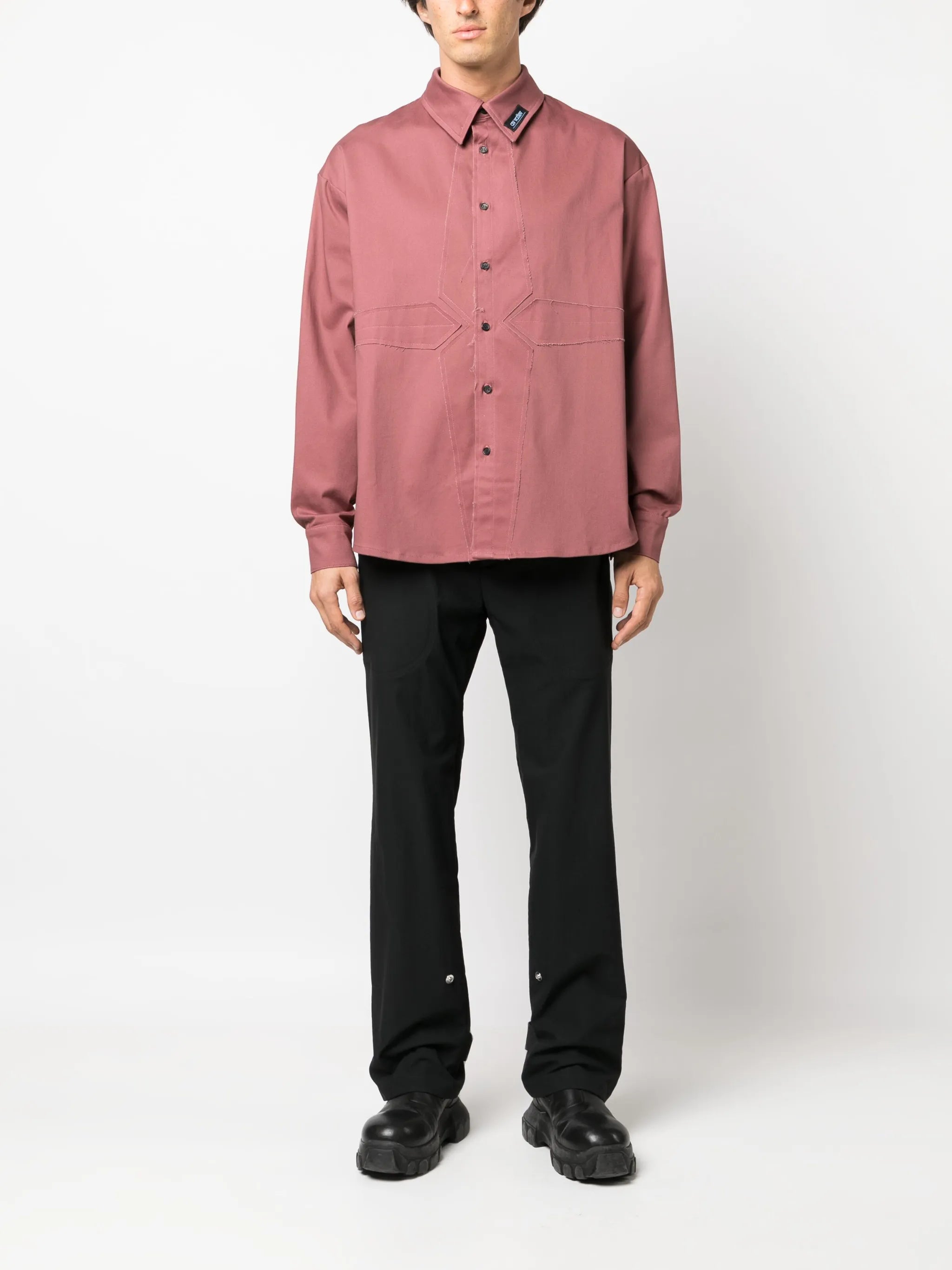 raw-cut edge cotton shirt