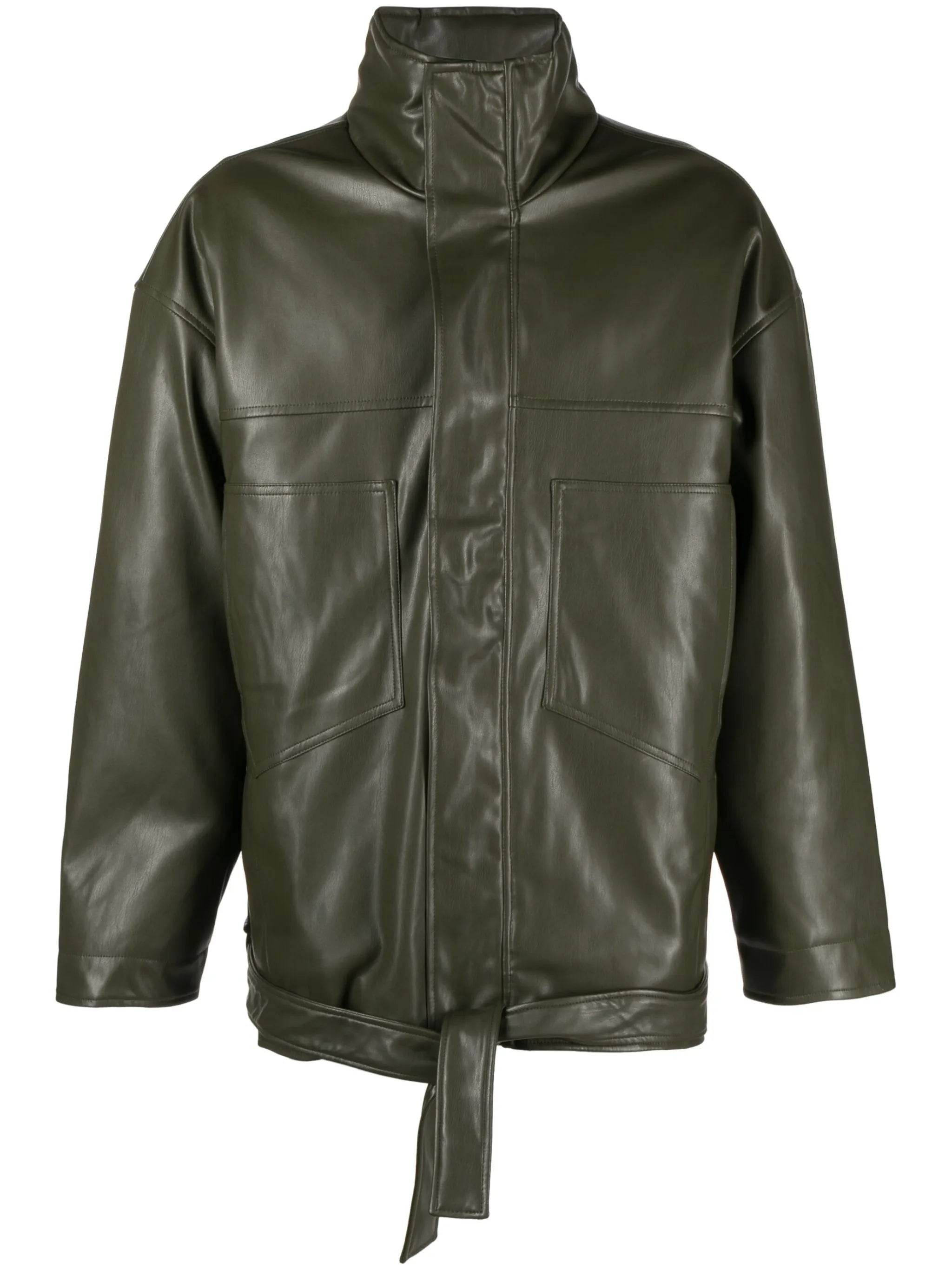 faux-leather parka jacket
