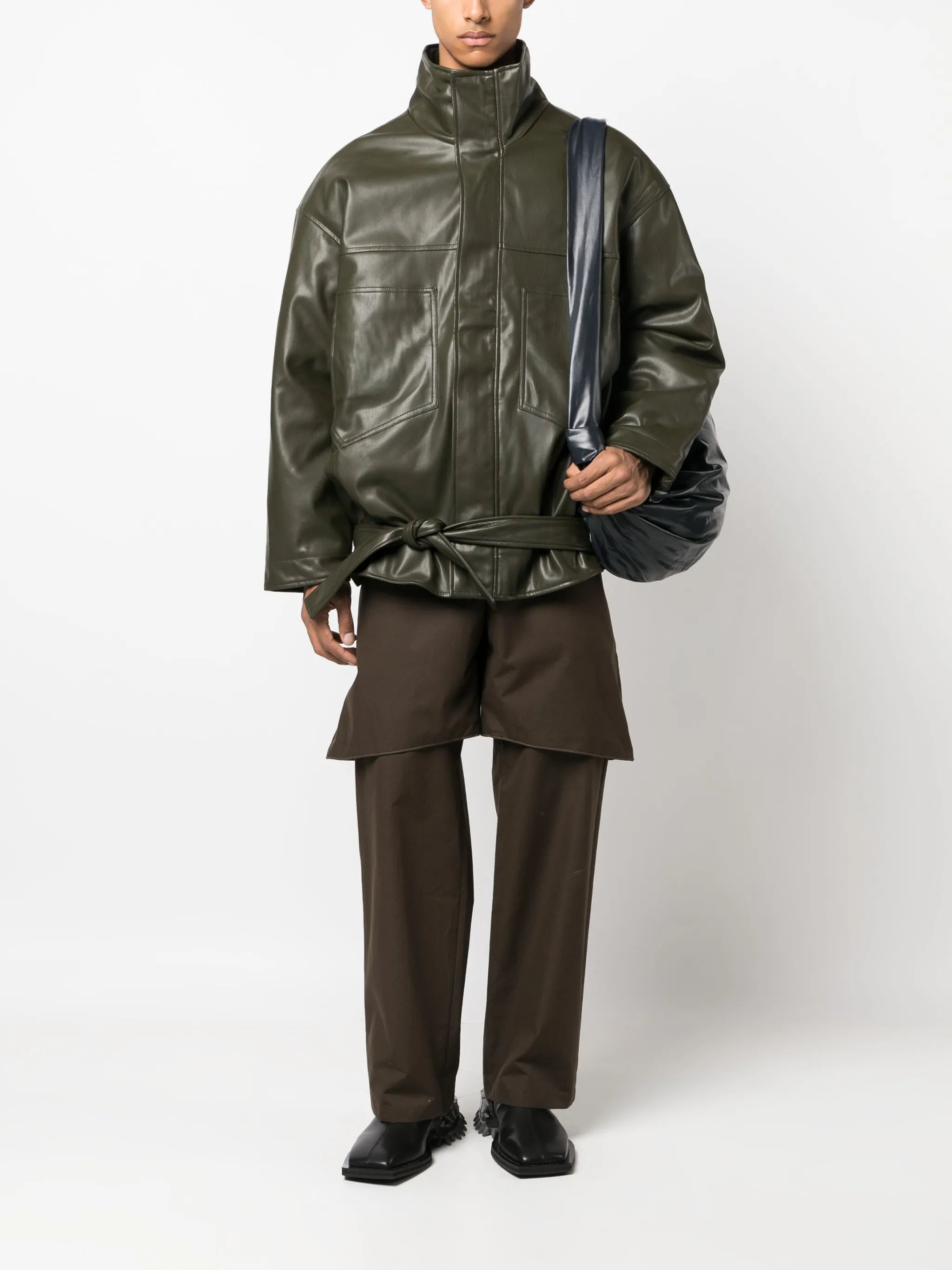 faux-leather parka jacket