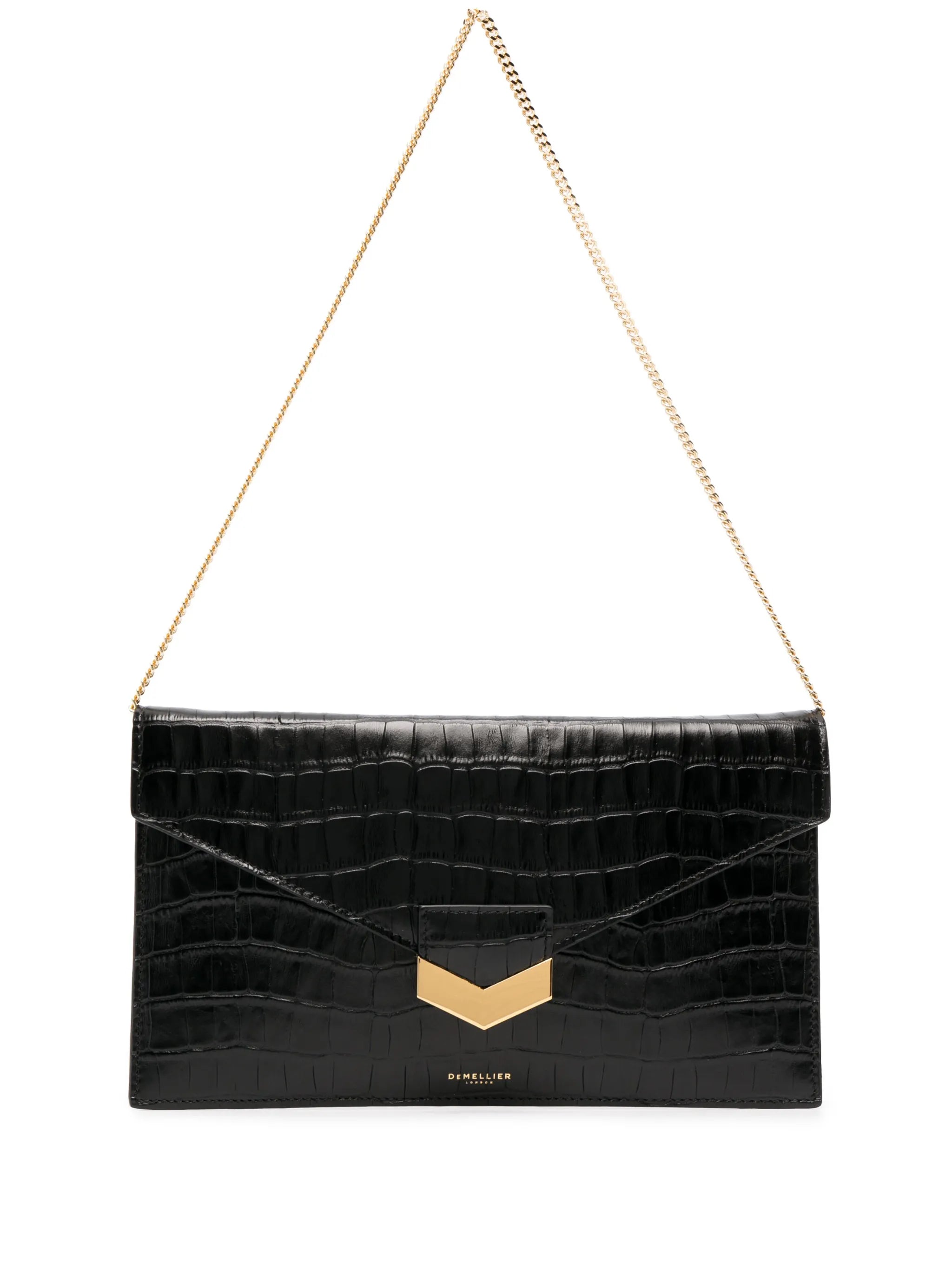 London crocodile-embossed leather clutch bag