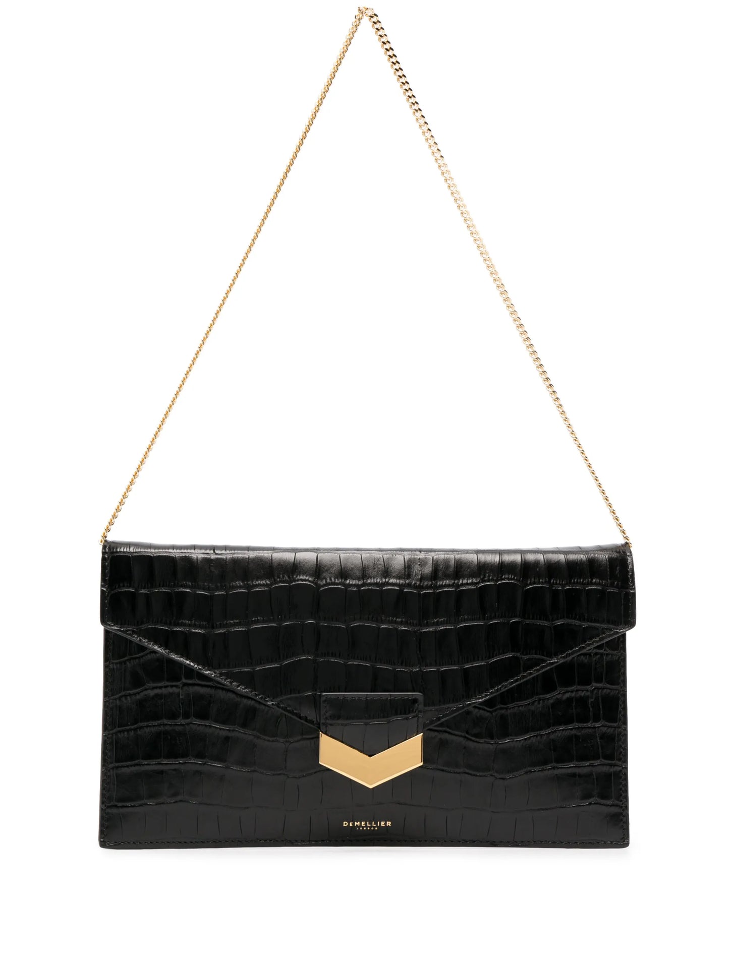 London crocodile-embossed leather clutch bag