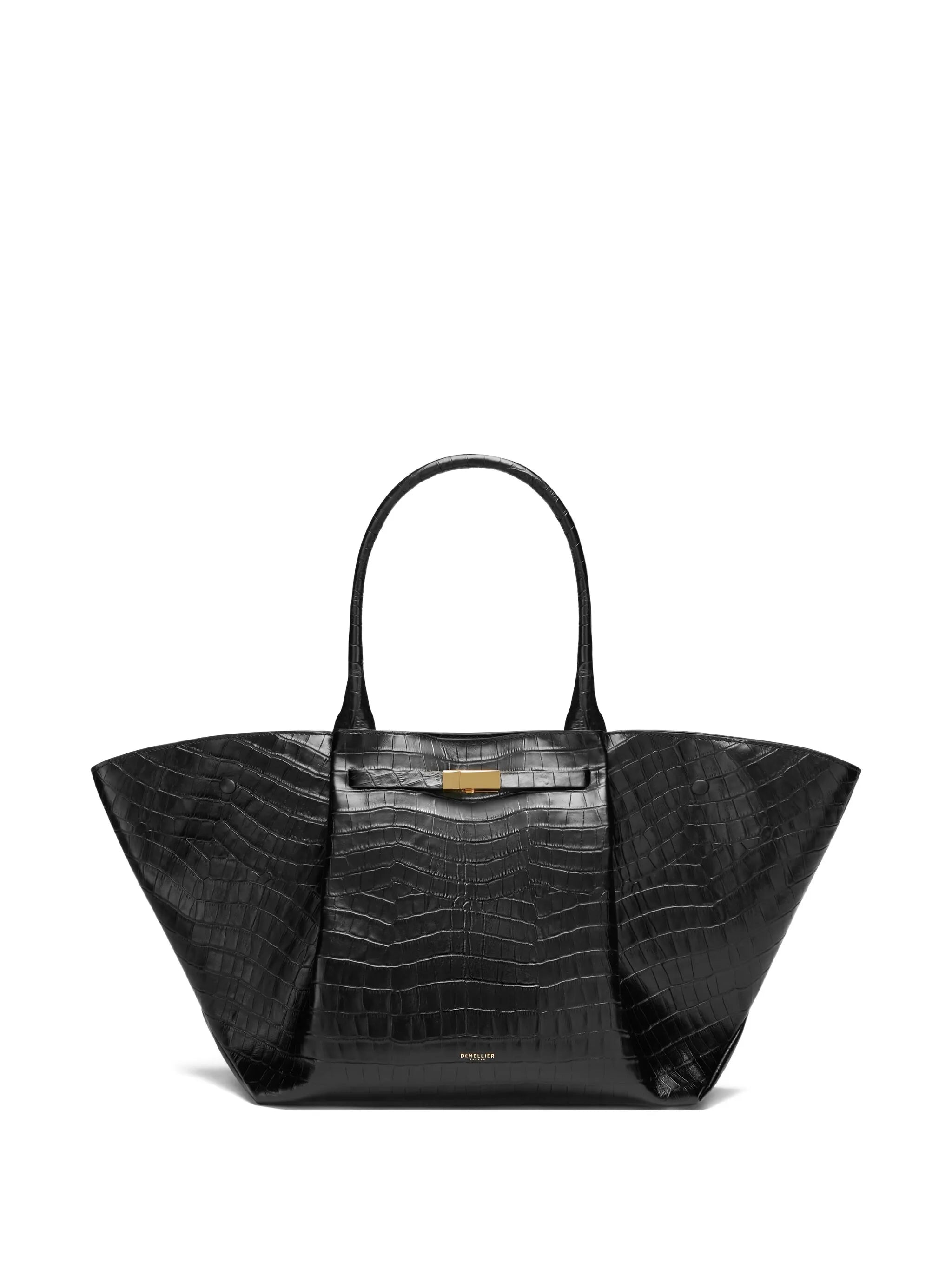 New York crocodile-embossed shoulder bag
