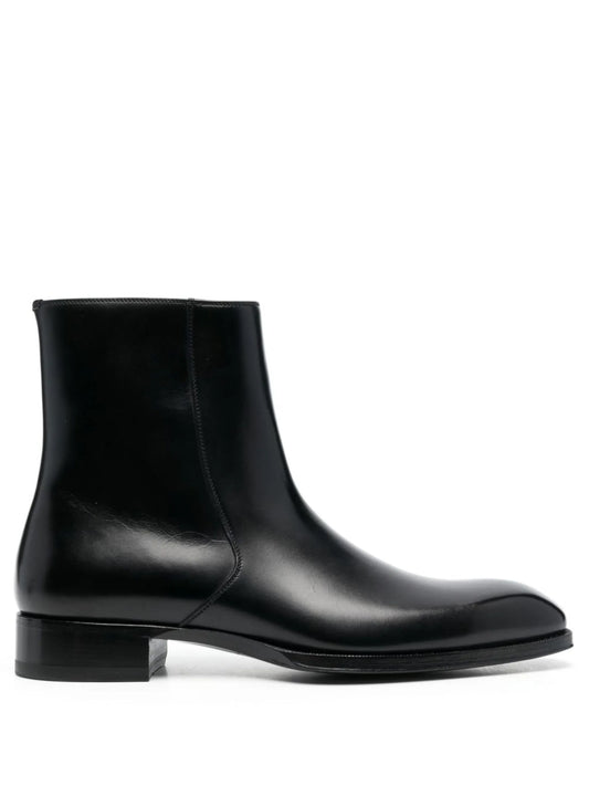 calf leather ankle boots