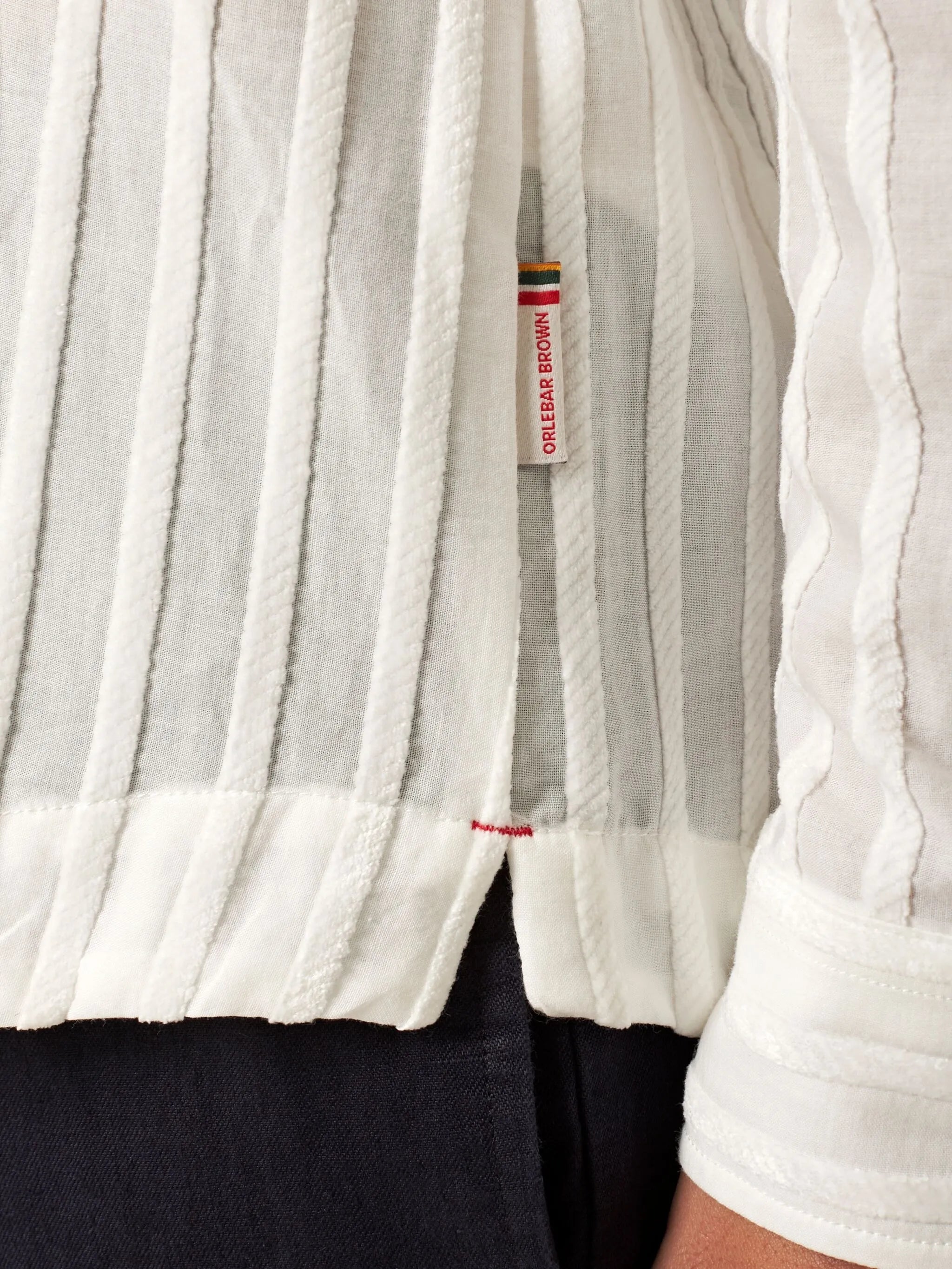 vertical-striped chenille shirt