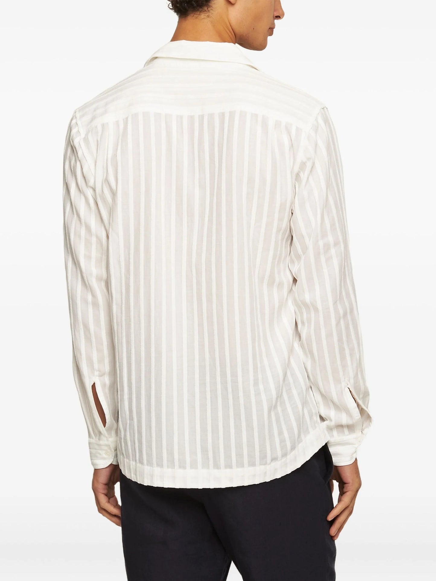 vertical-striped chenille shirt