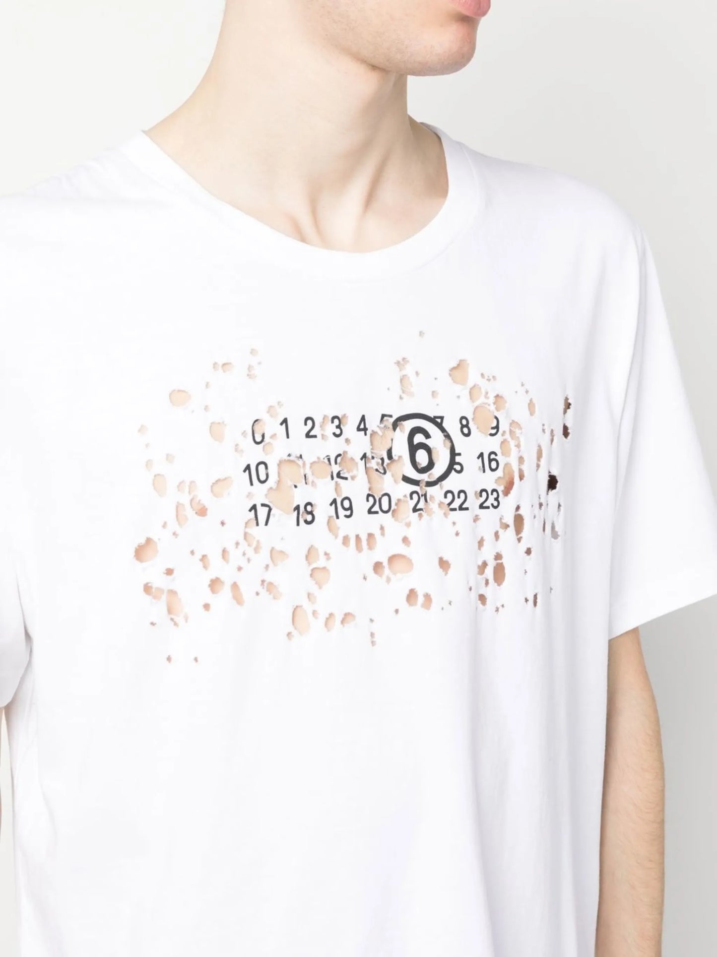 distressed logo-print detail T-shirt