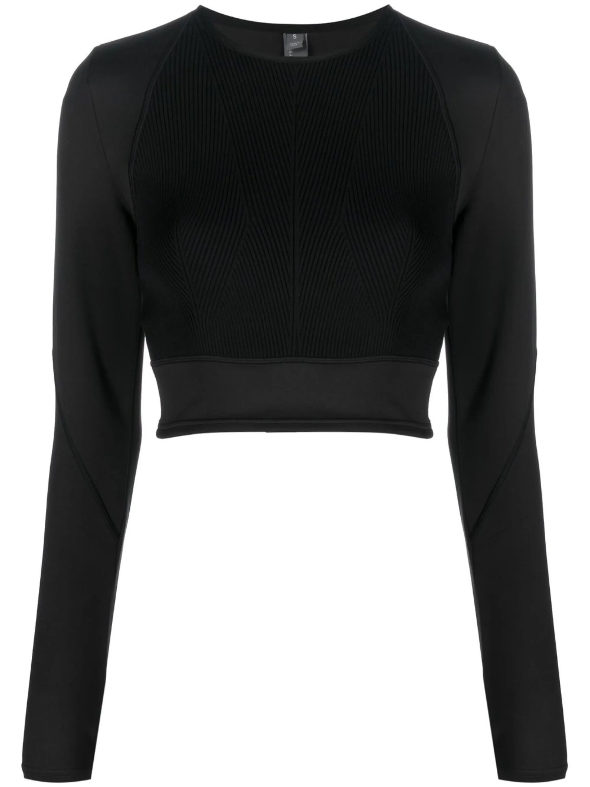 contrasting ribbed-knit crop top