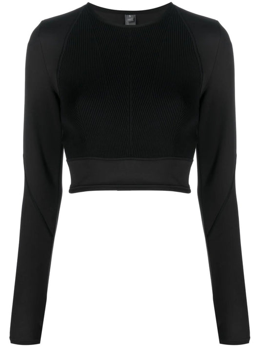 contrasting ribbed-knit crop top