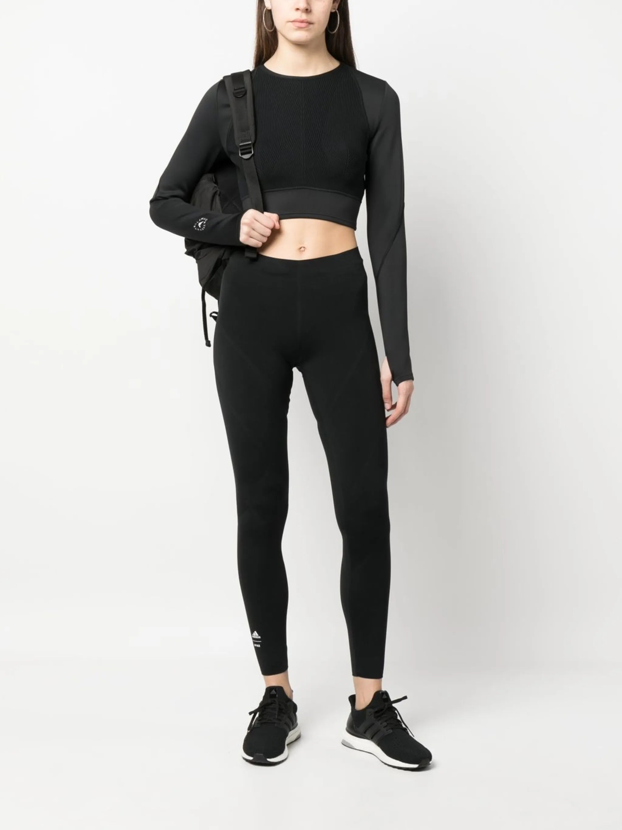 contrasting ribbed-knit crop top