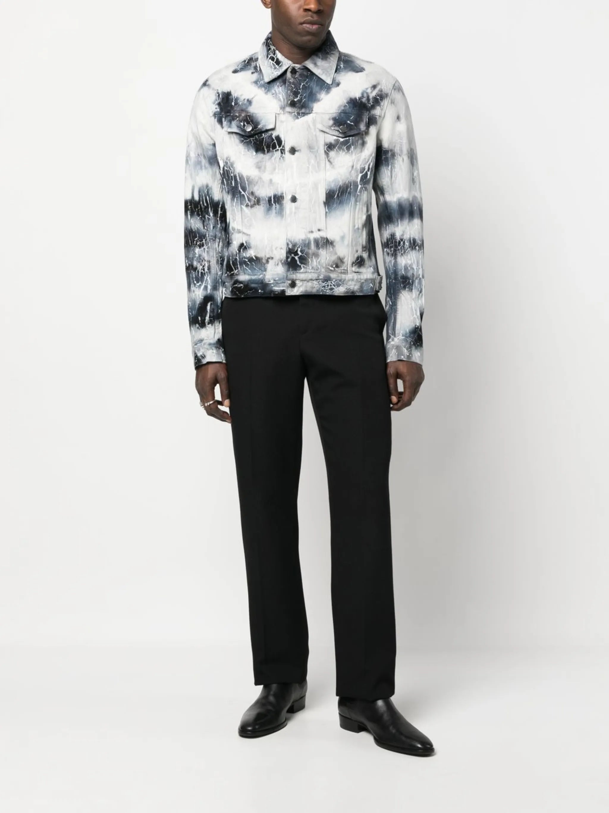 cracked-effect denim jacket