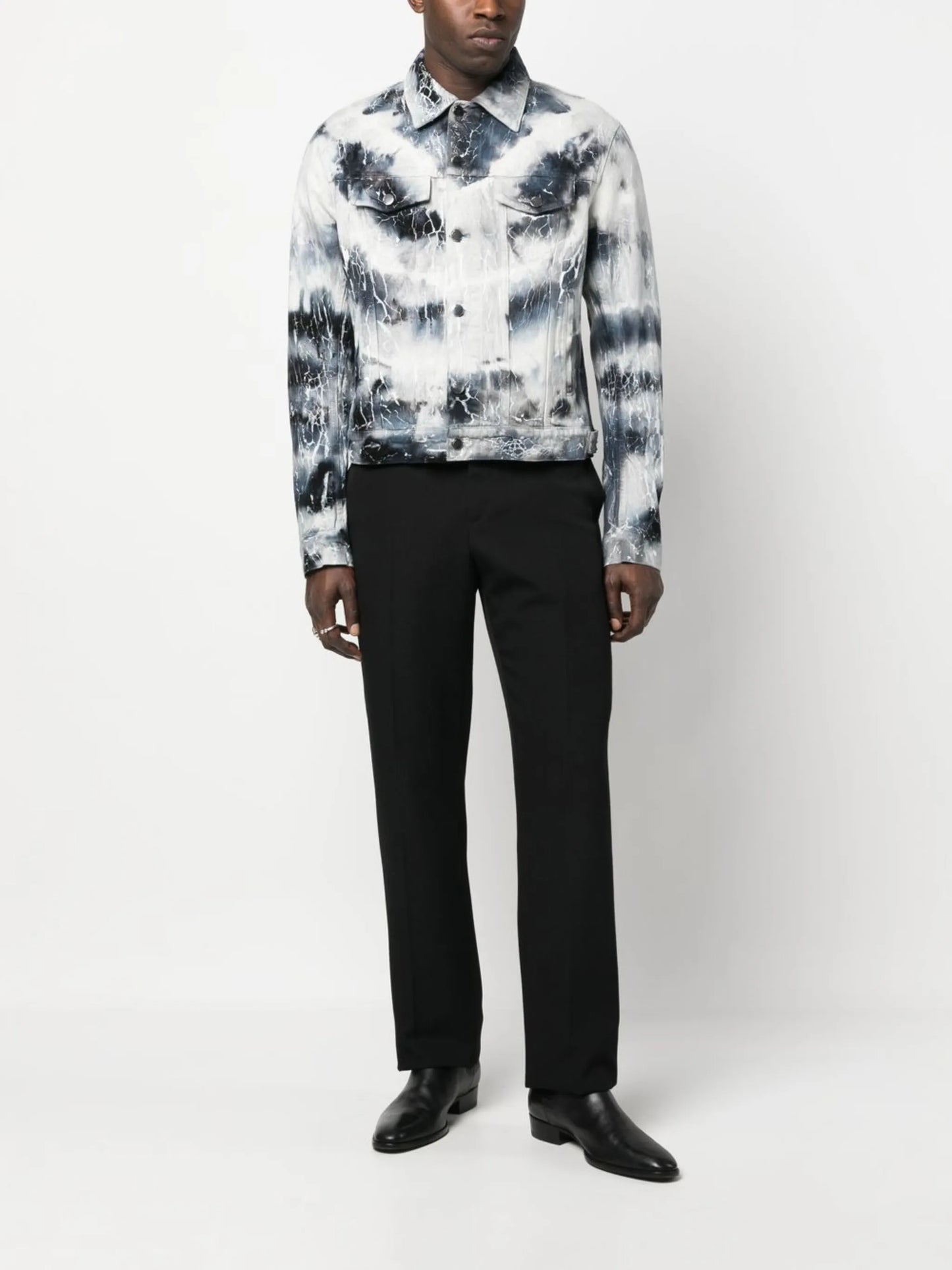 cracked-effect denim jacket