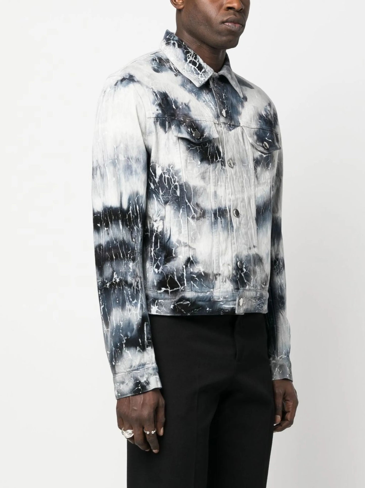 cracked-effect denim jacket