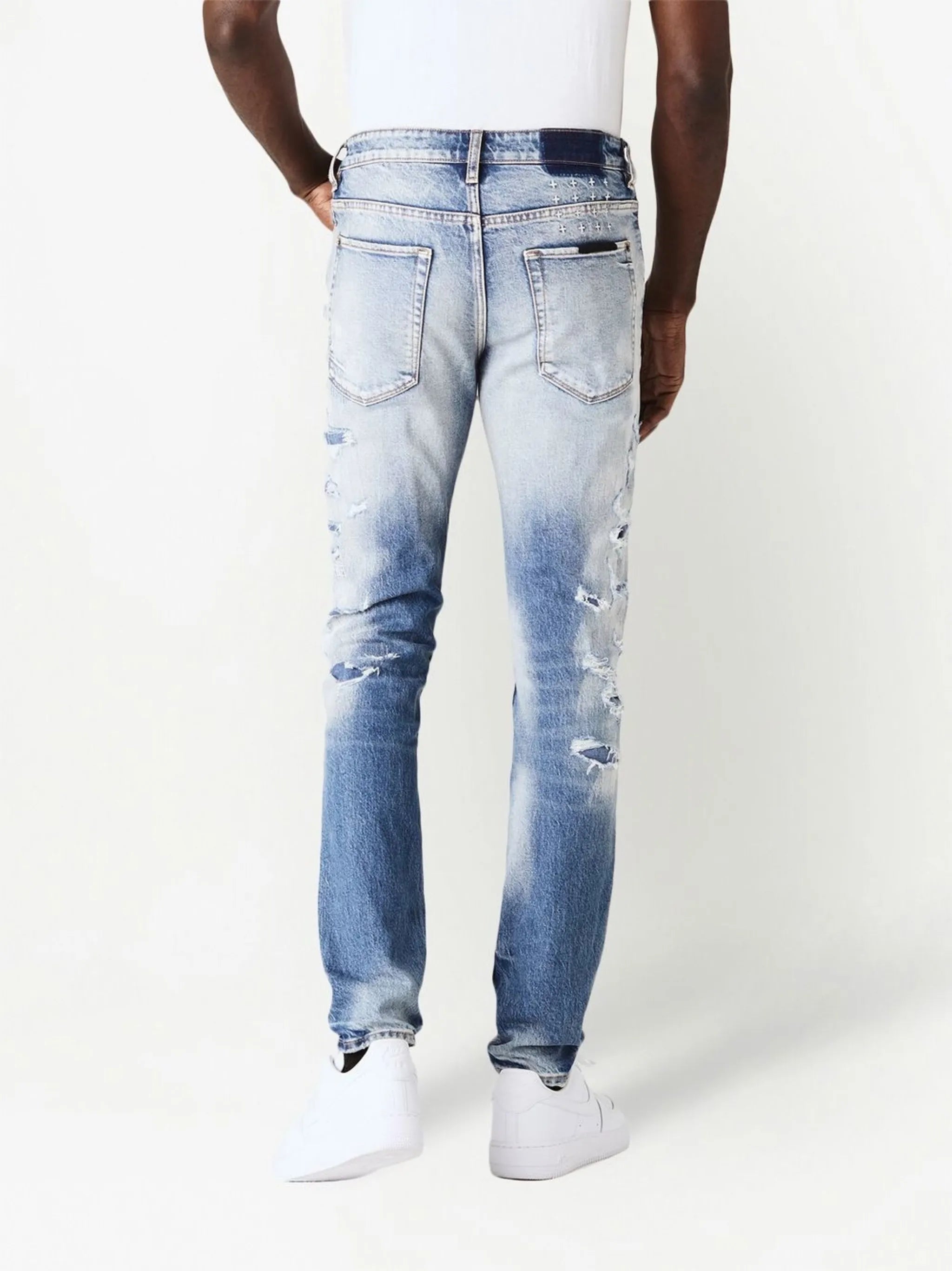 ripped-detail slim-fit jeans