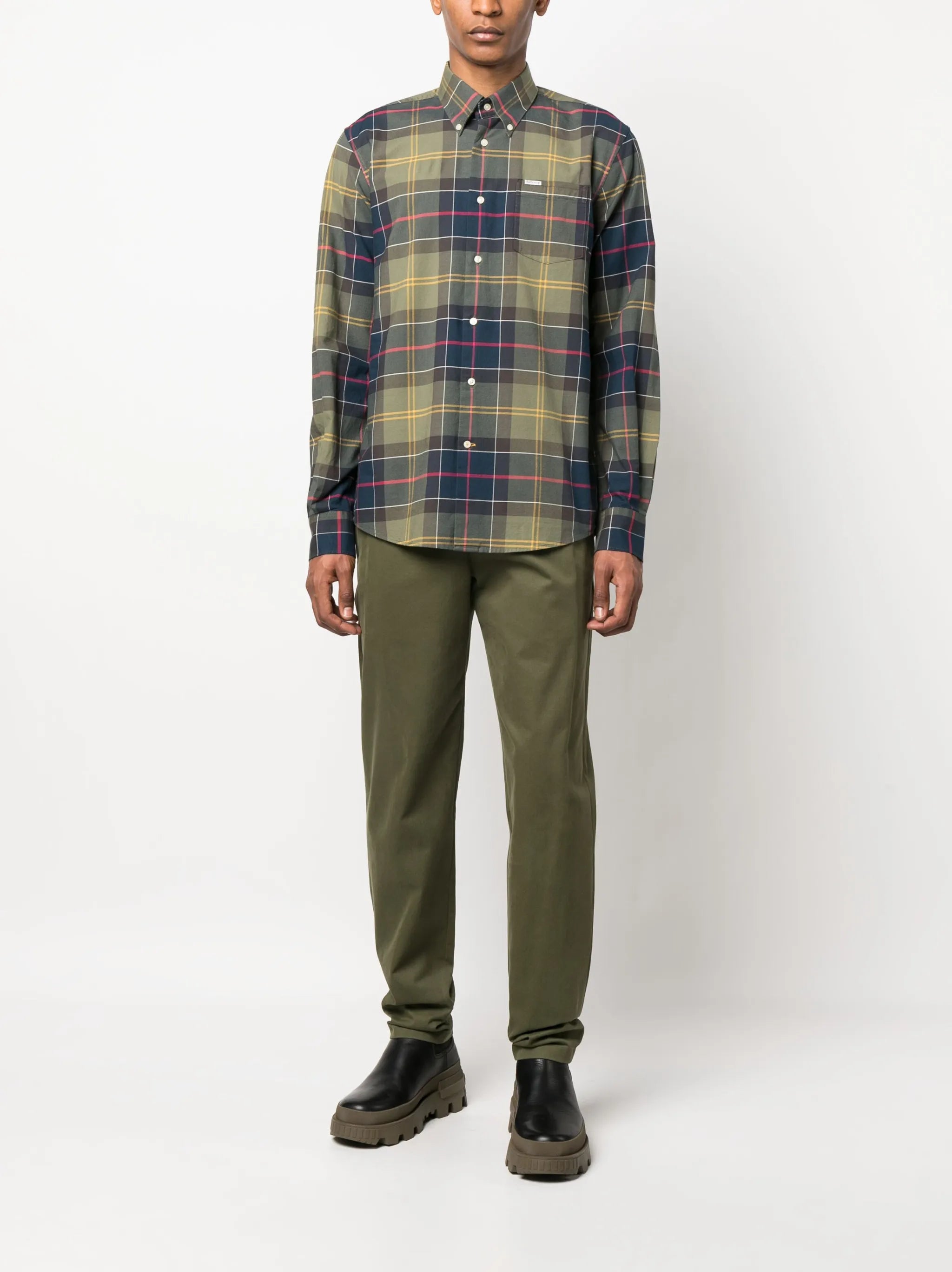 tartan check-pattern cotton shirt