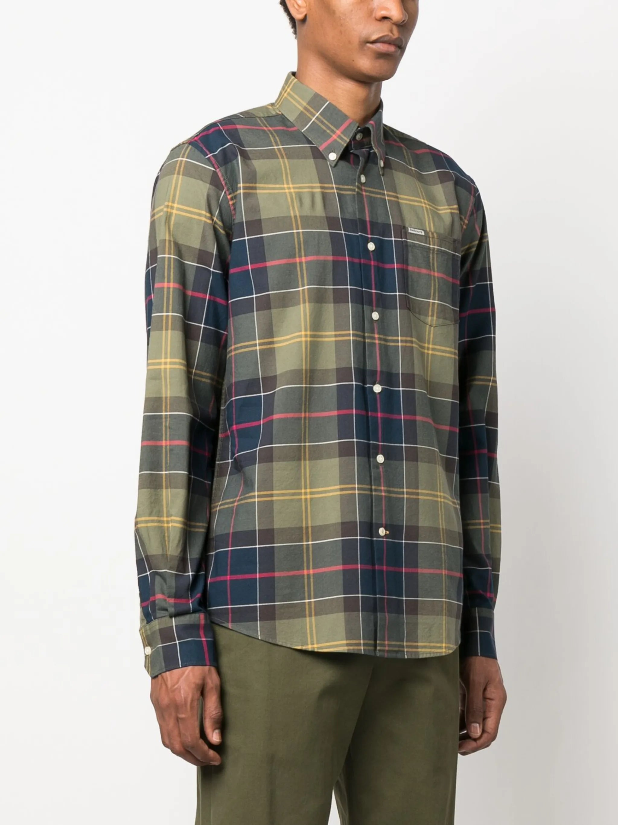 tartan check-pattern cotton shirt