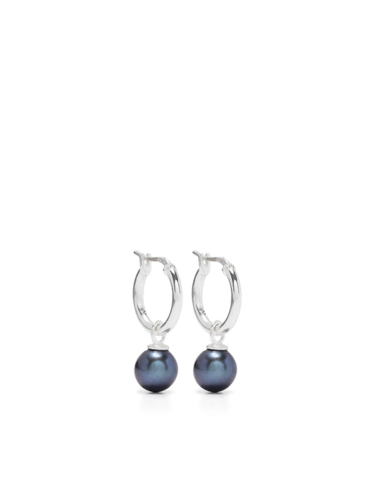 pearl-embellished hoop earrings