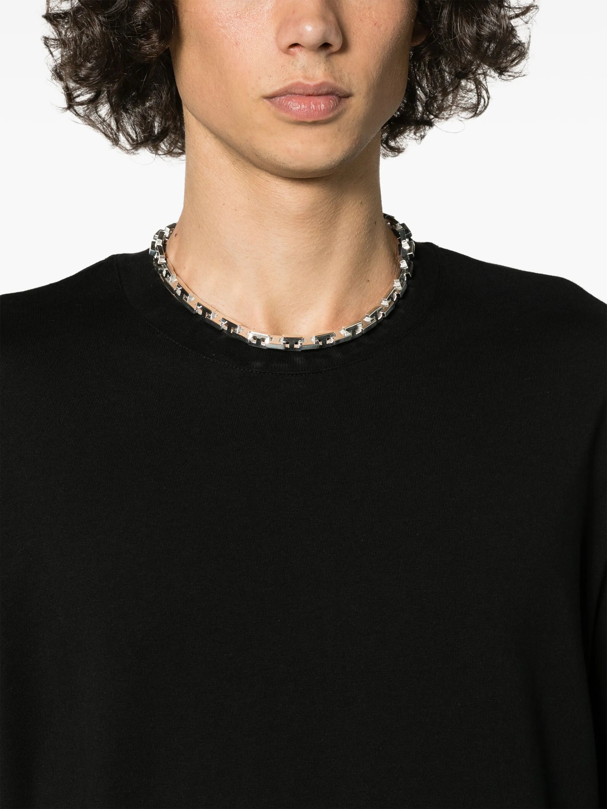 H logo-plaque choker-chain necklace