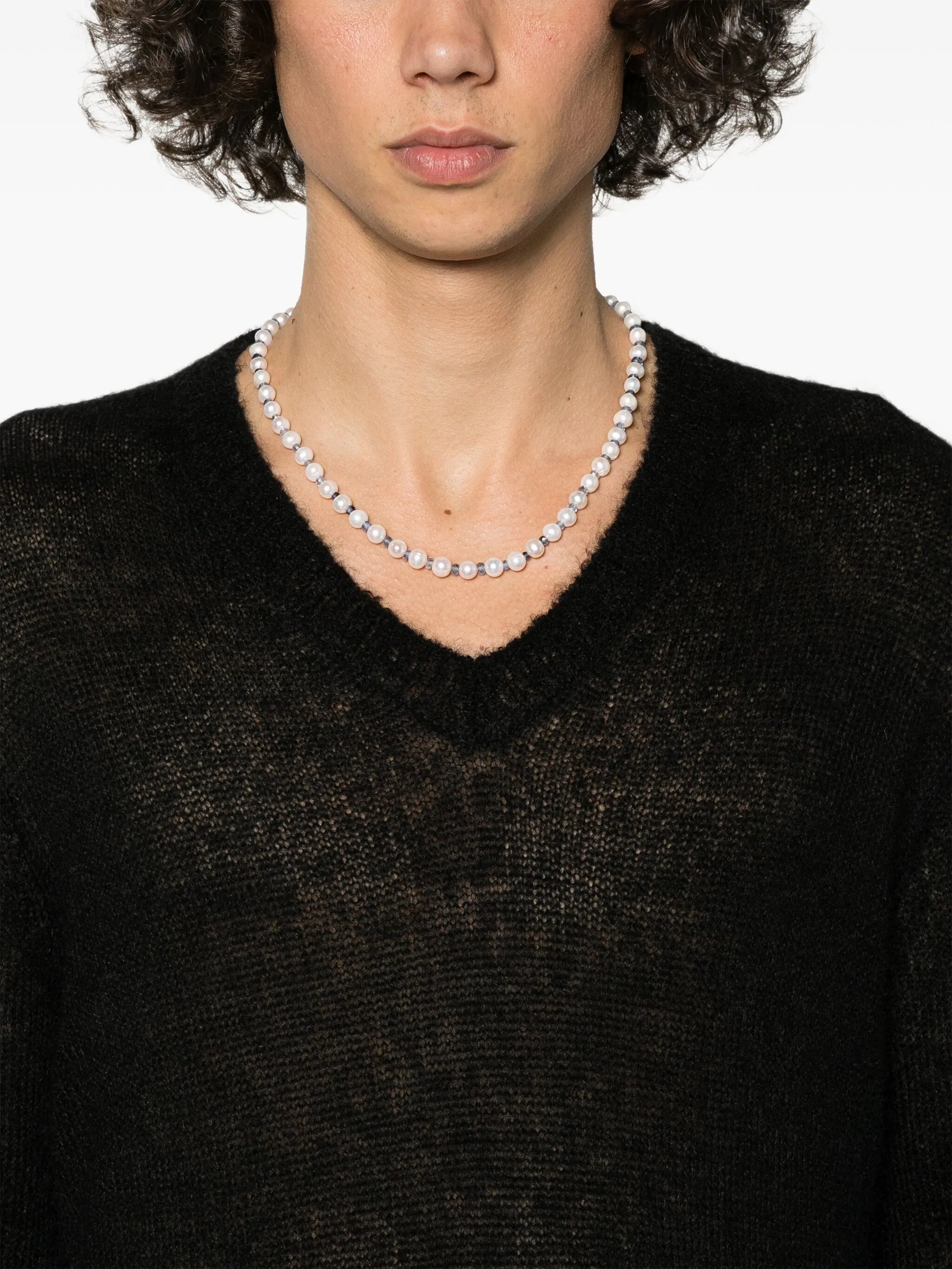 crystal-embellished pearl necklace