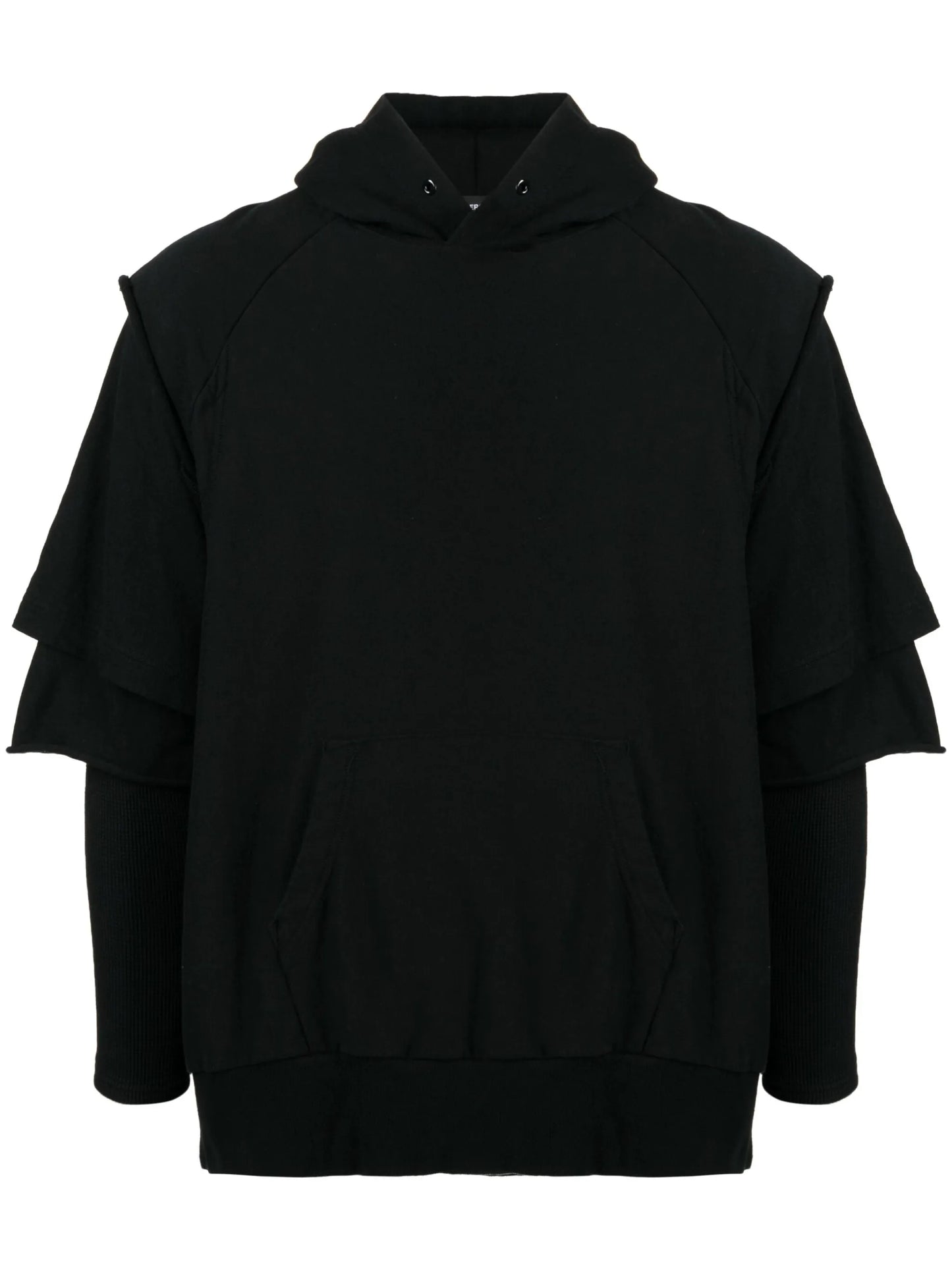 layered-sleeve cotton hoodie