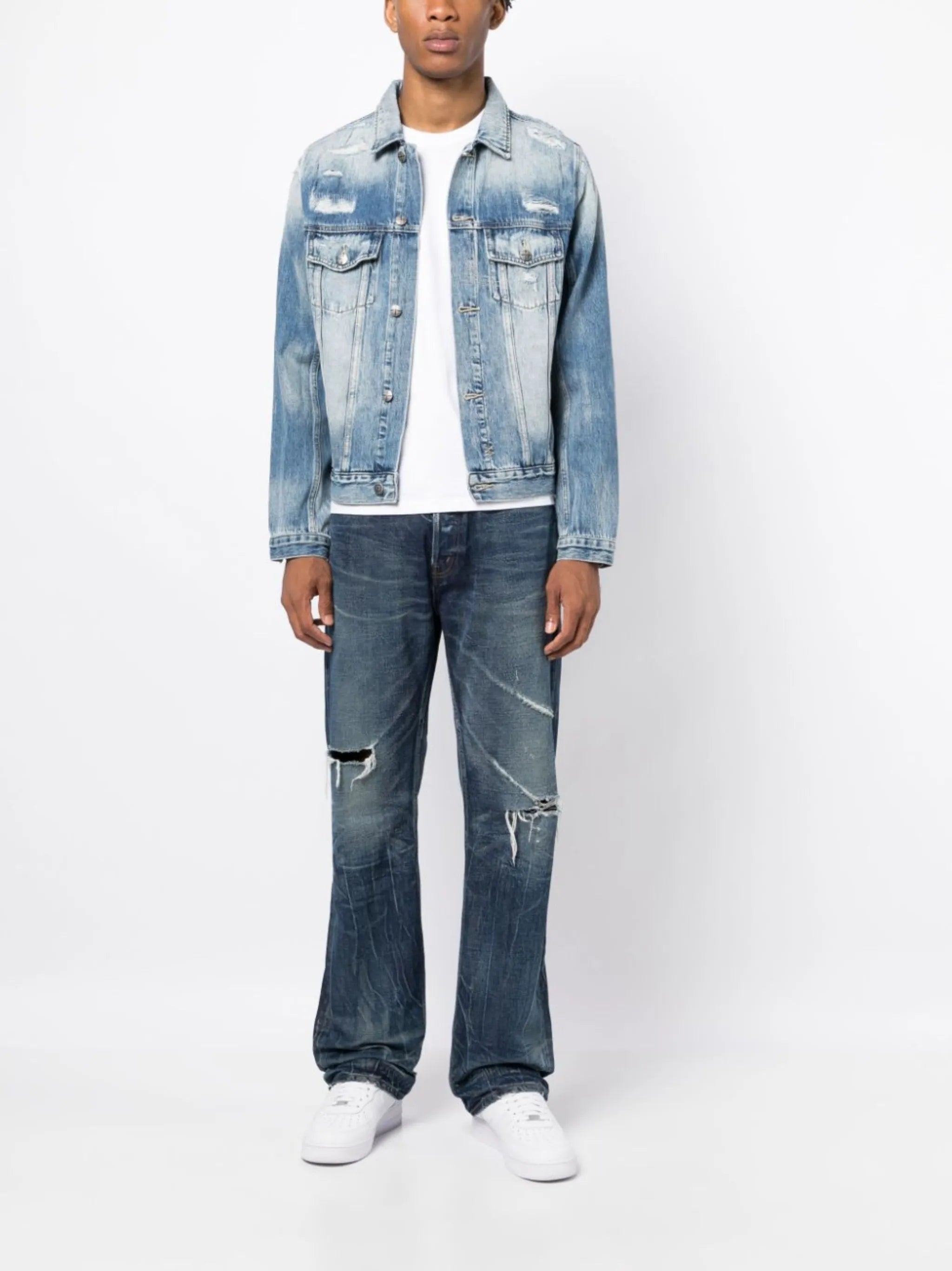 distressed-effect denim jacket