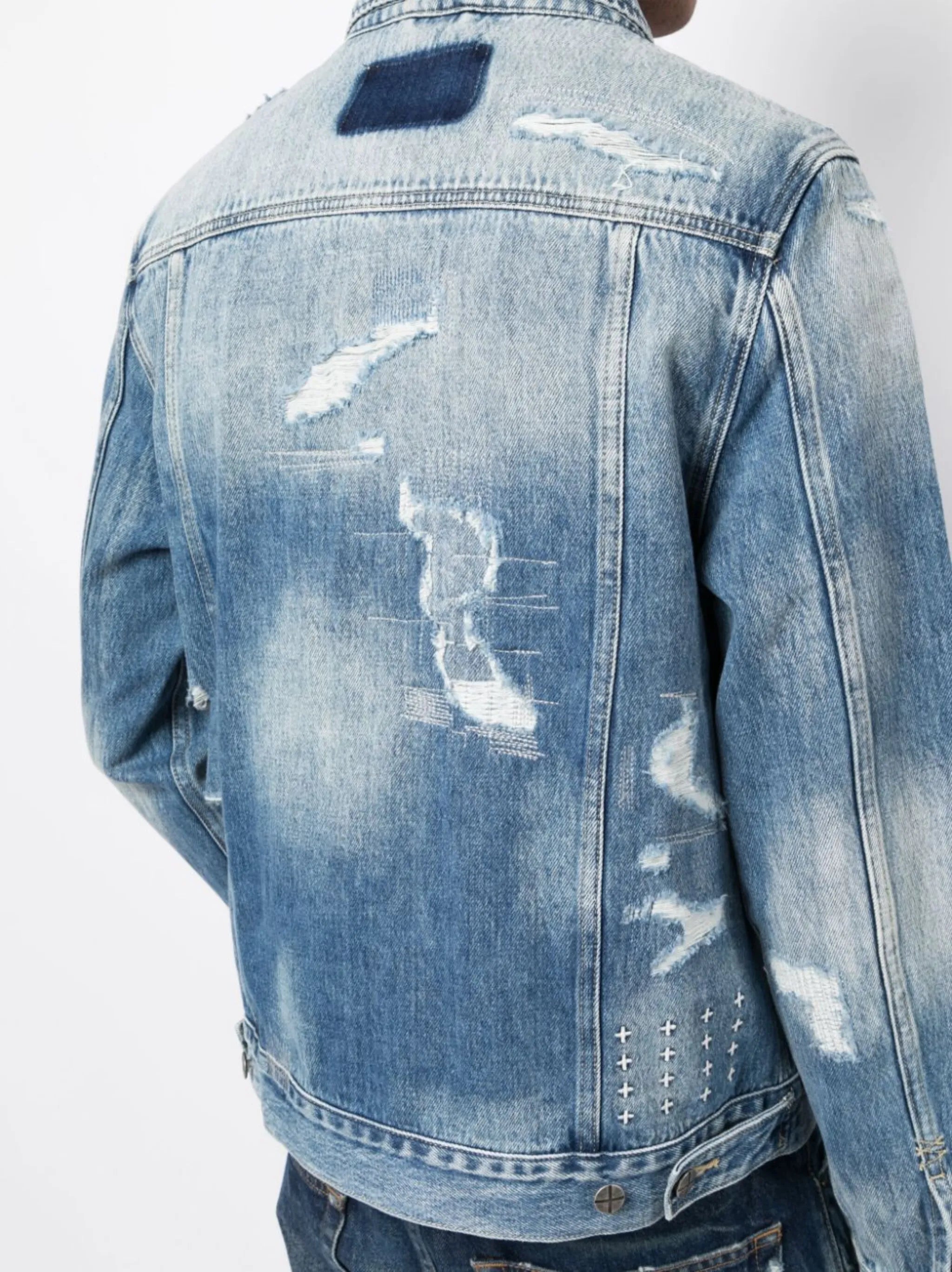 distressed-effect denim jacket