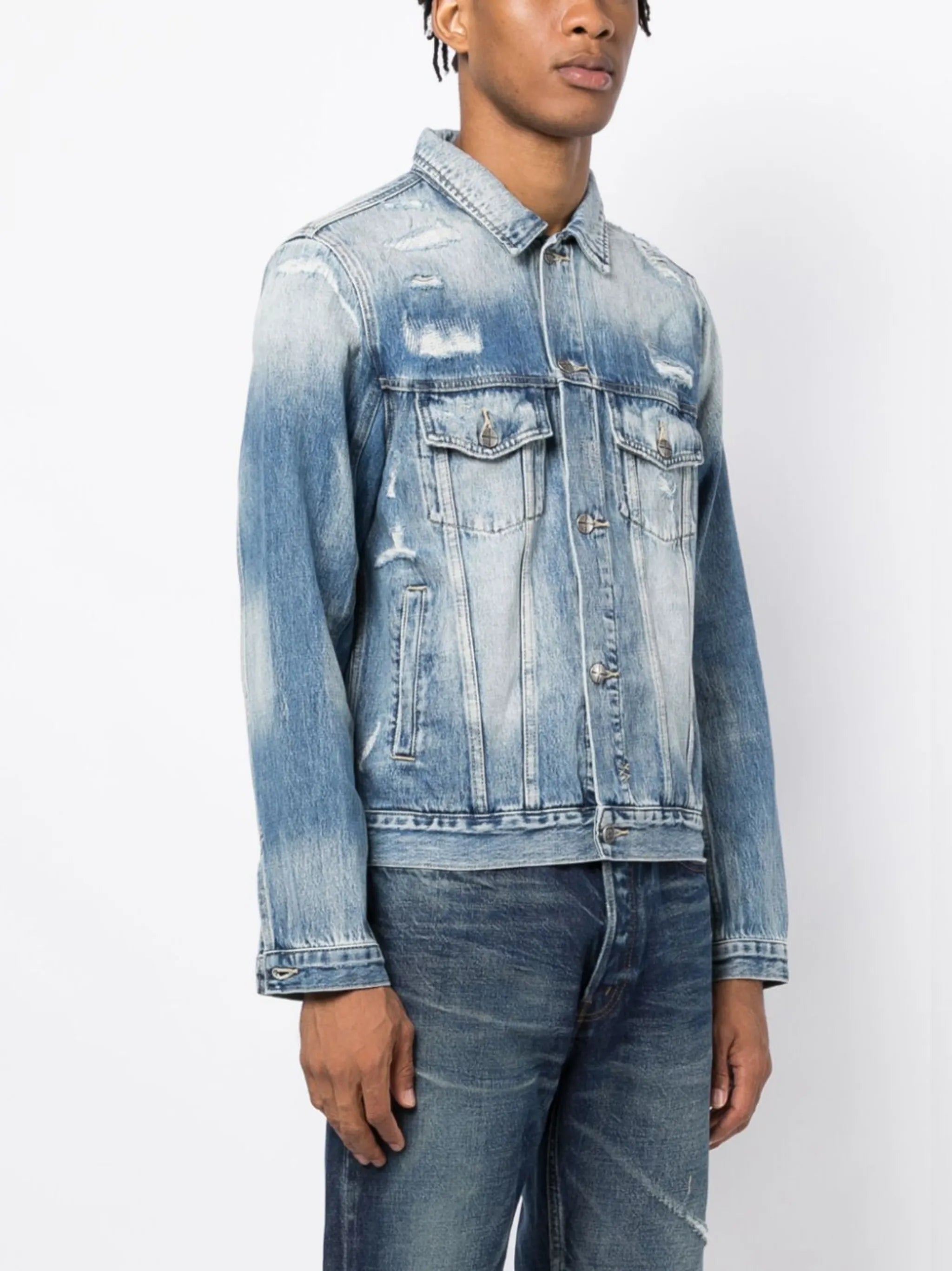 distressed-effect denim jacket