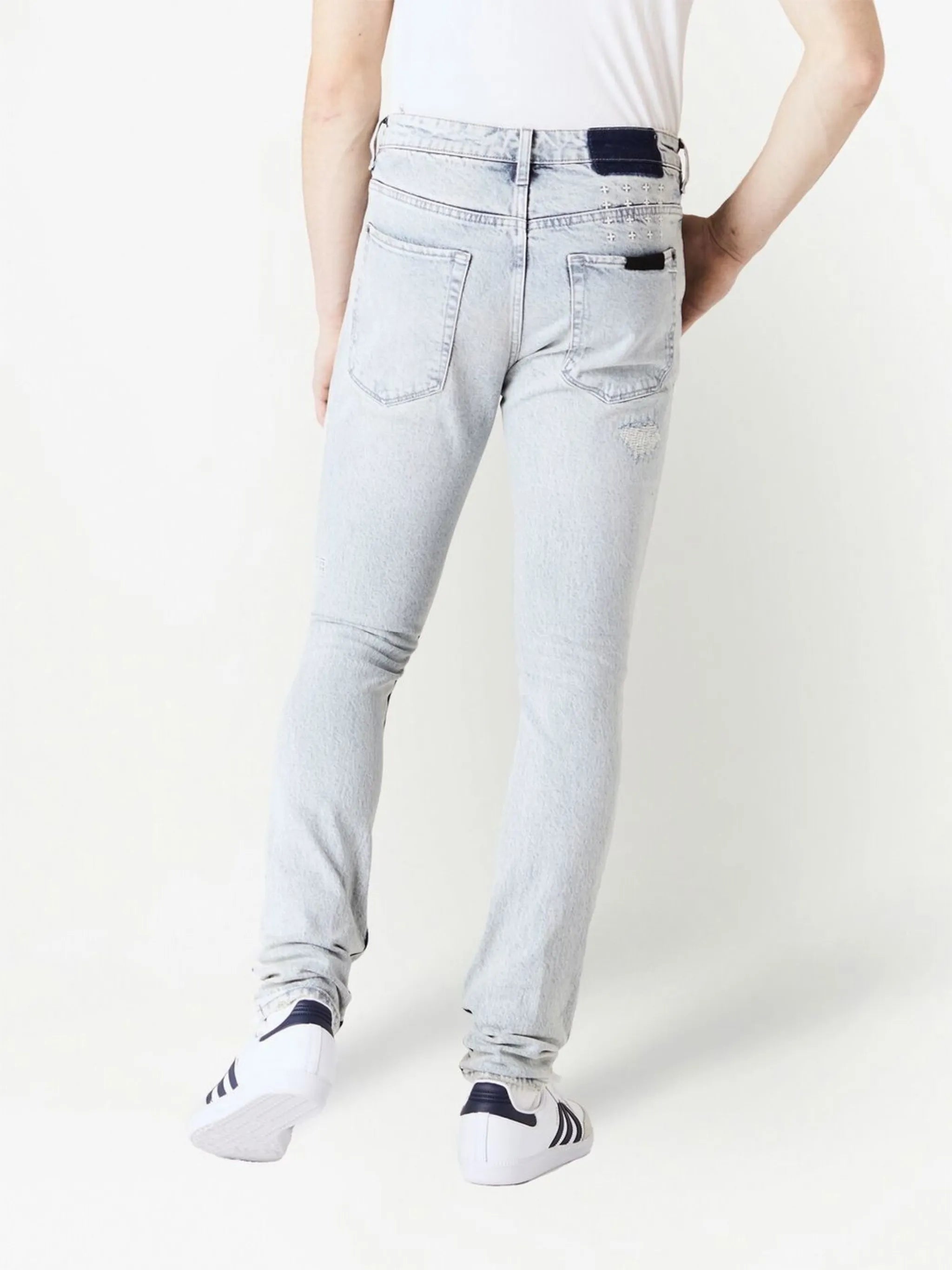 ripped-detail denim trousers