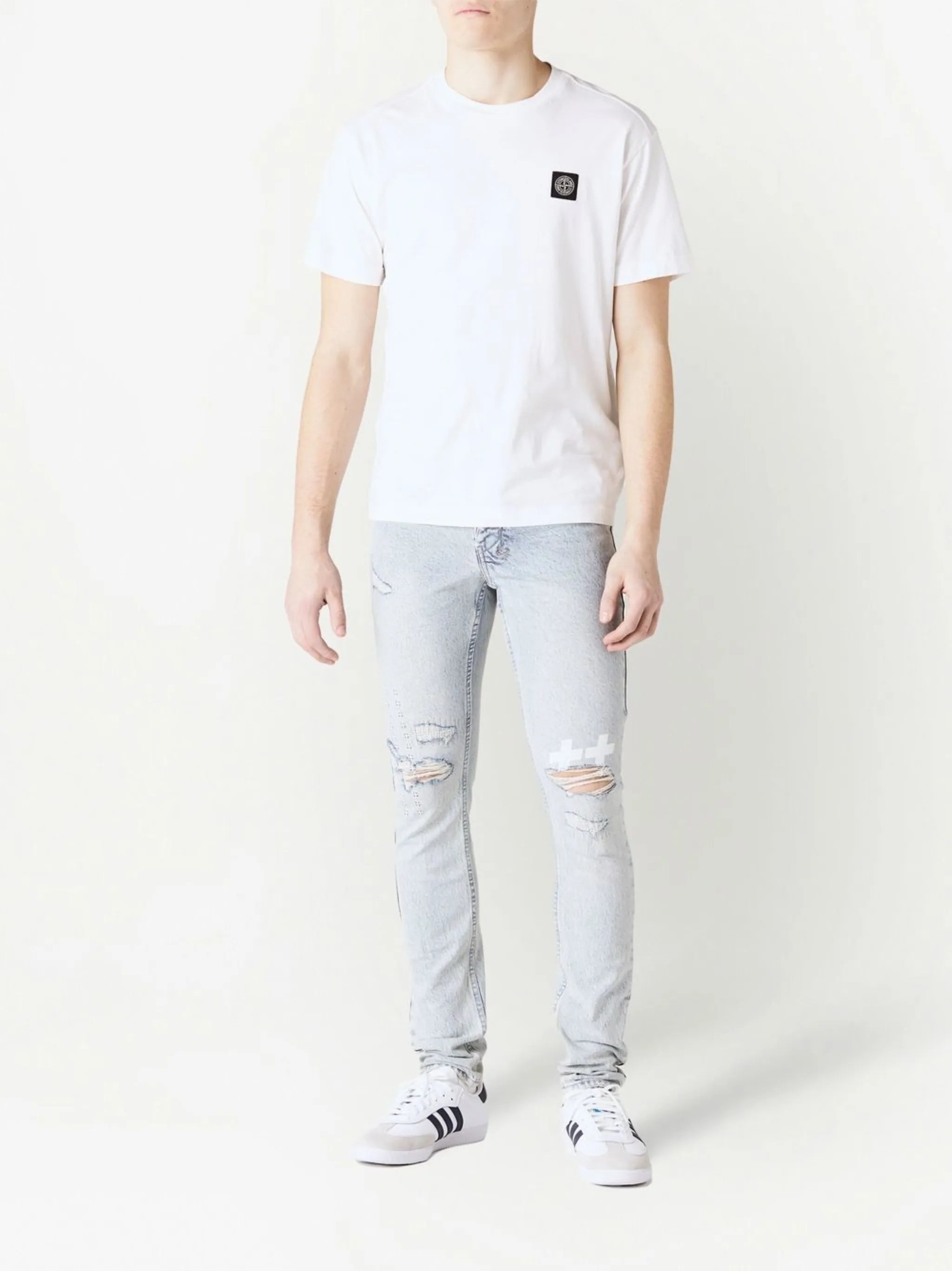 ripped-detail denim trousers