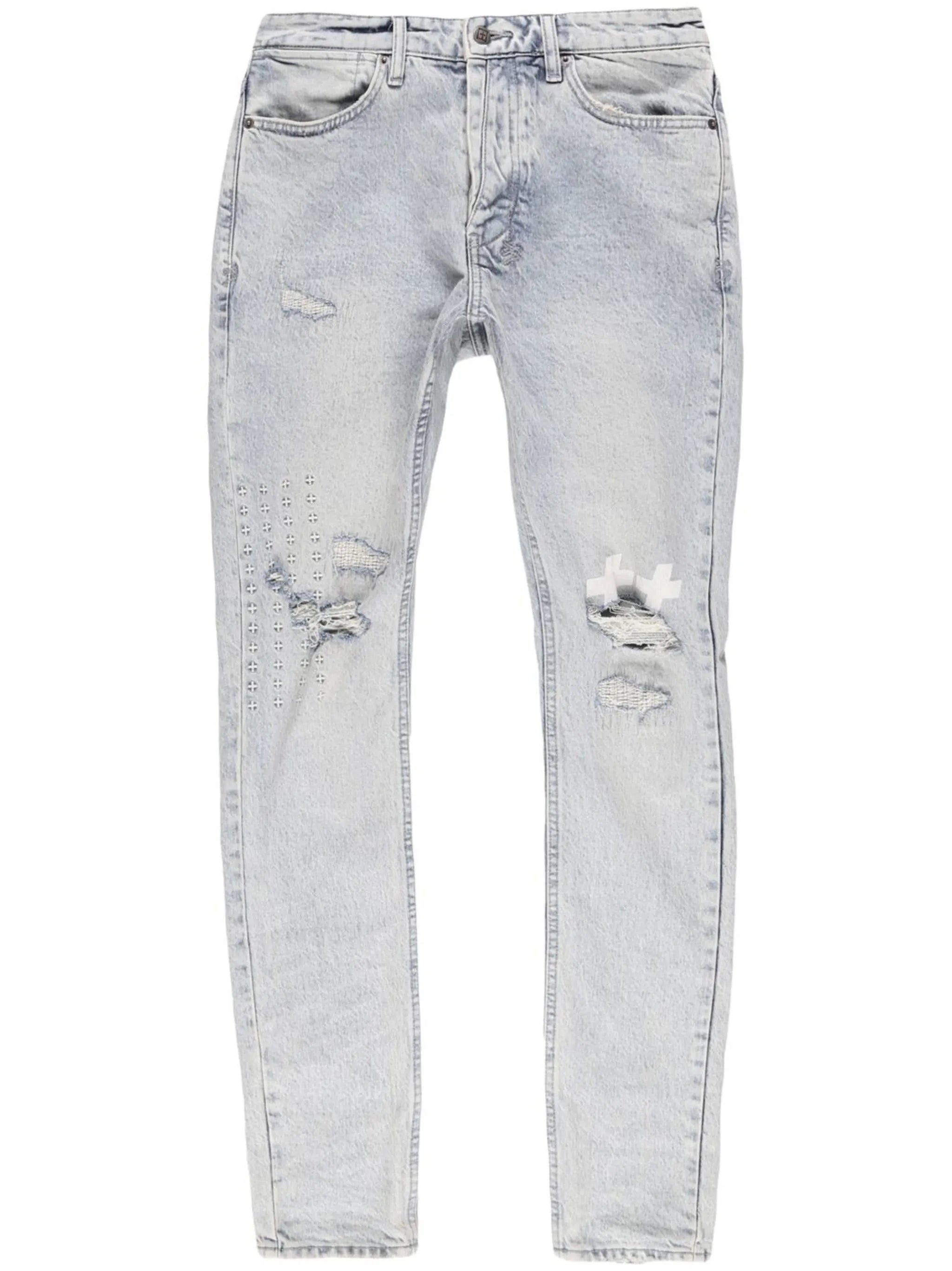ripped-detail denim trousers