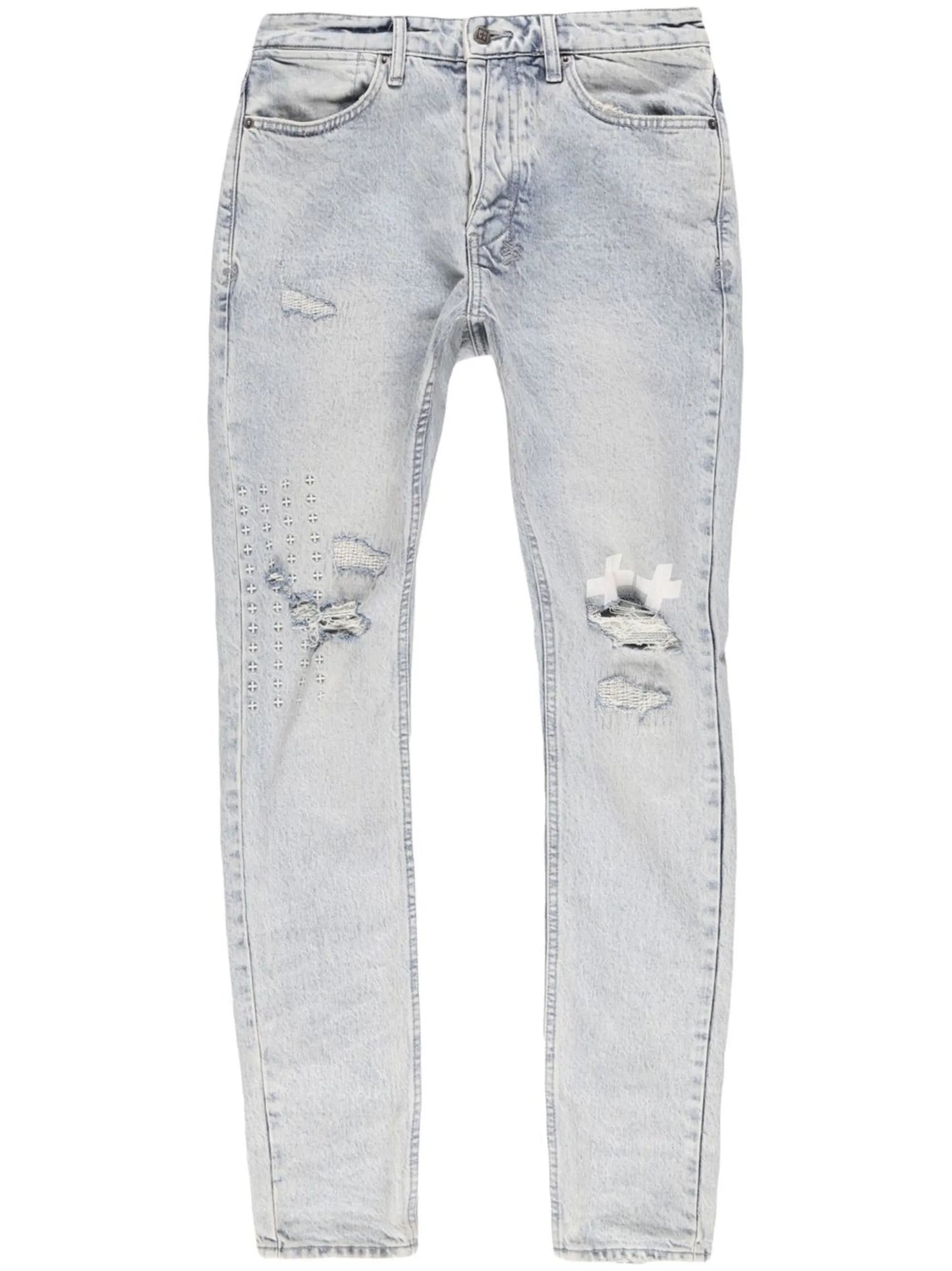 ripped-detail denim trousers