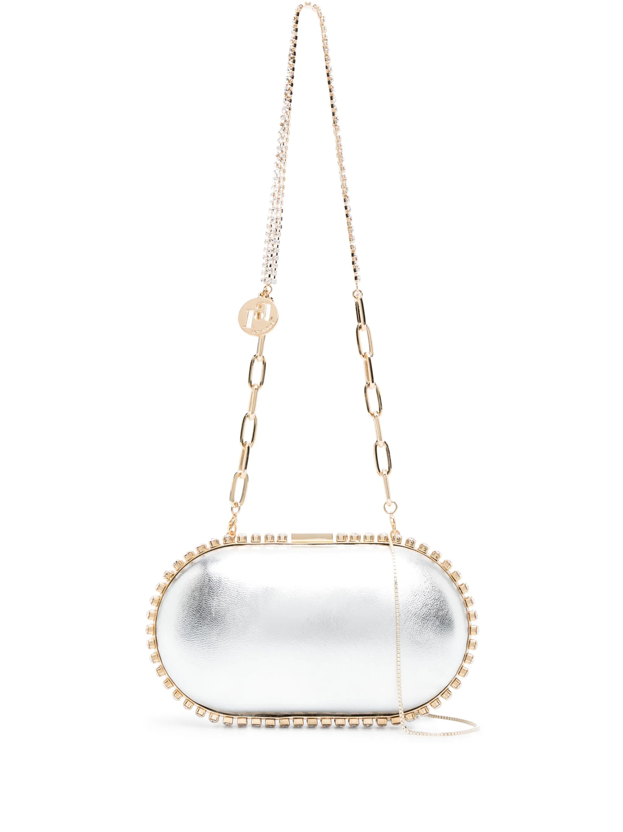 Clio crystal-embellished leather clutch bag