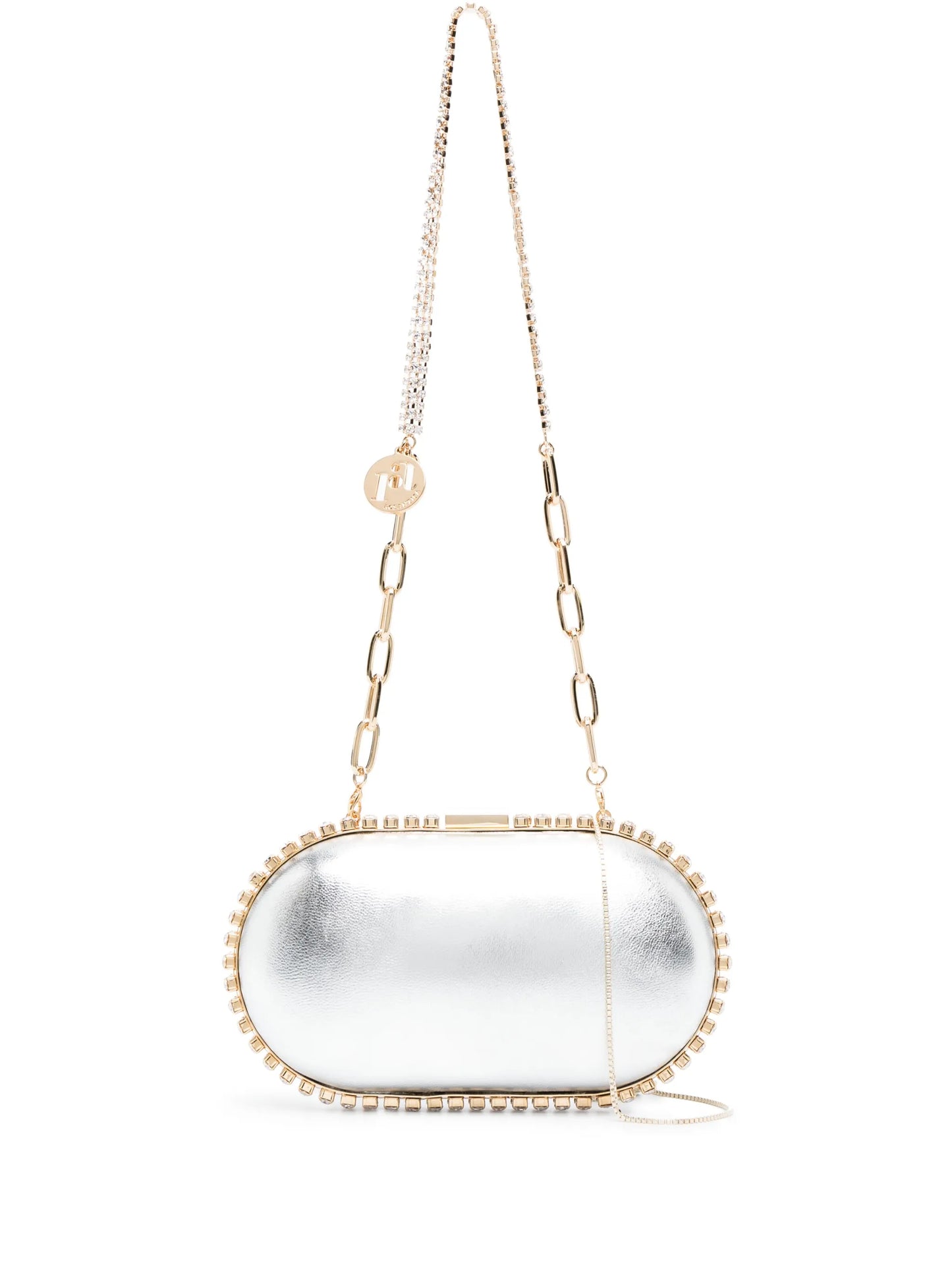 Clio crystal-embellished leather clutch bag