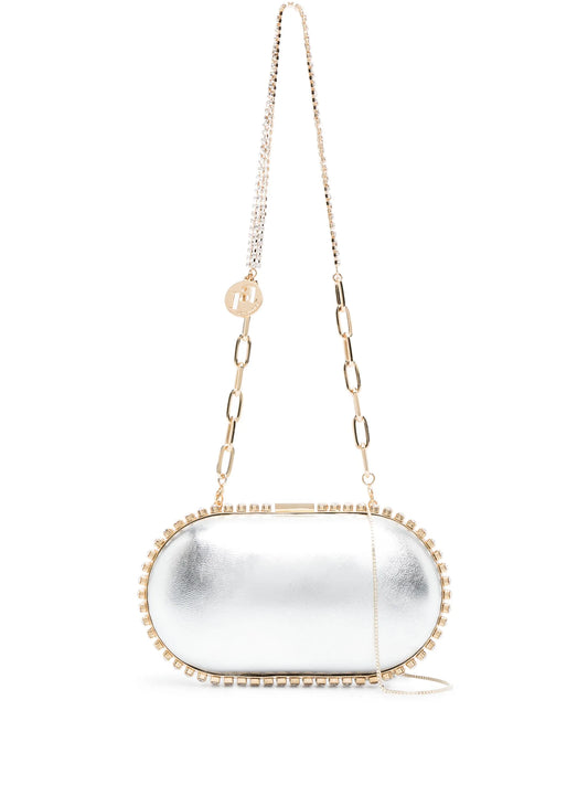 Clio crystal-embellished leather clutch bag