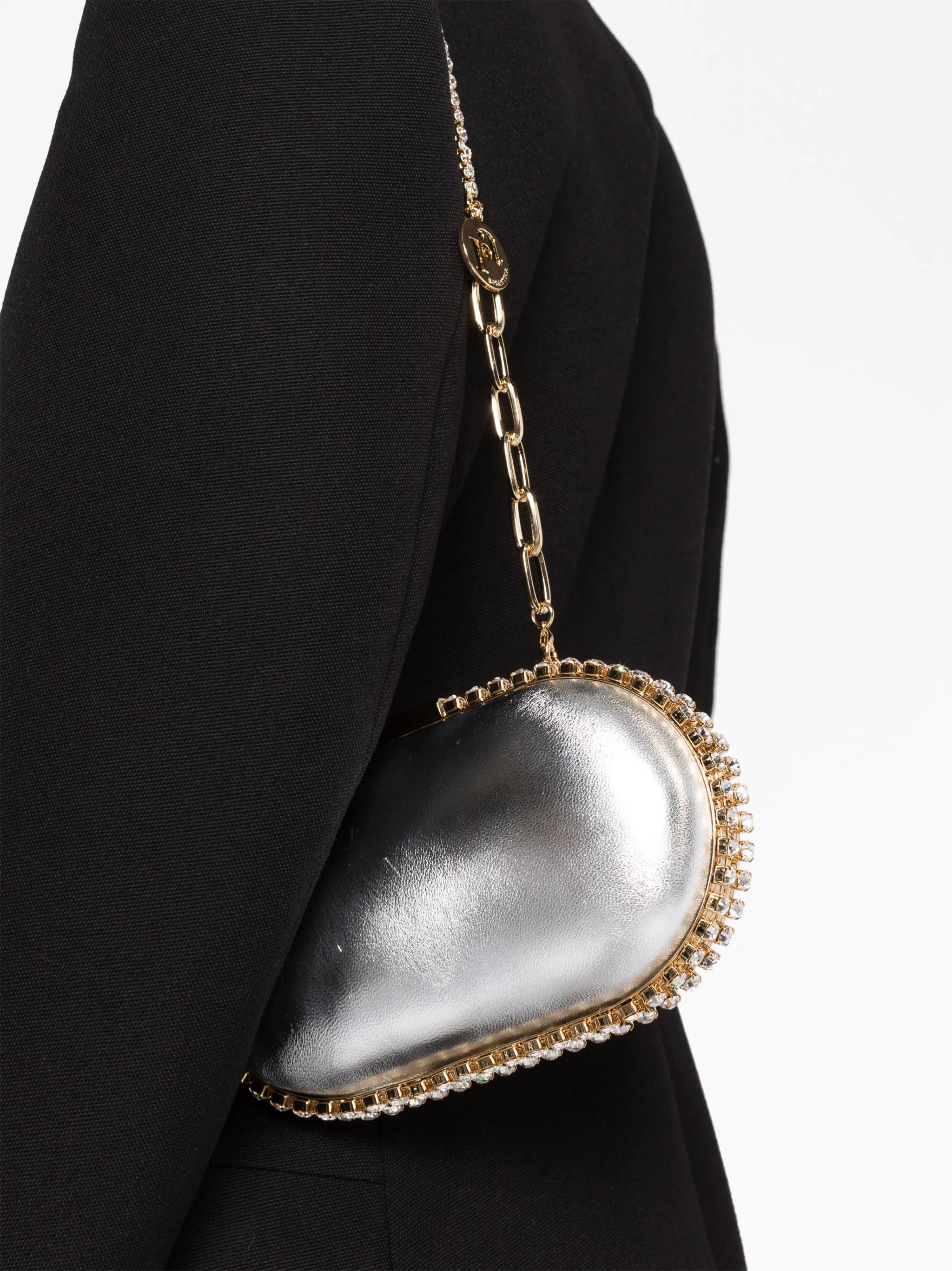 Clio crystal-embellished leather clutch bag