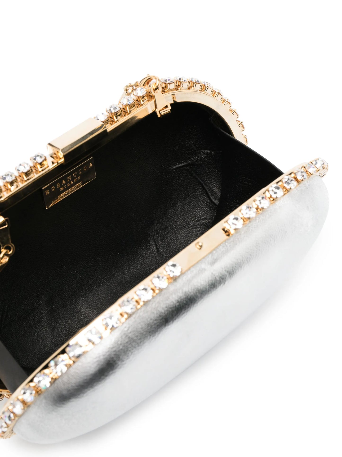 Clio crystal-embellished leather clutch bag