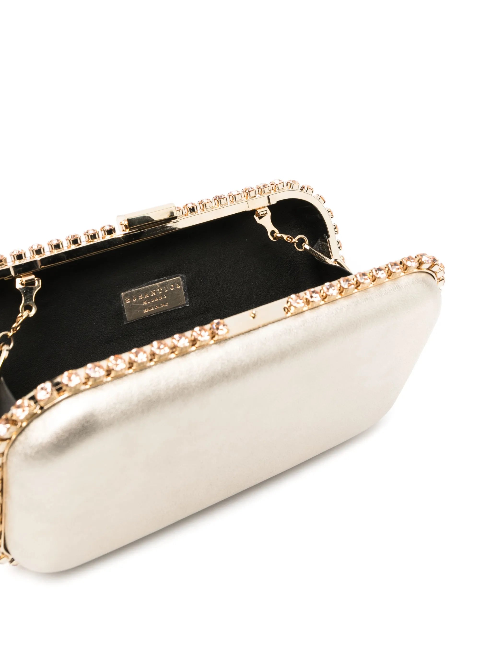 Clio crystal-embellished leather clutch bag