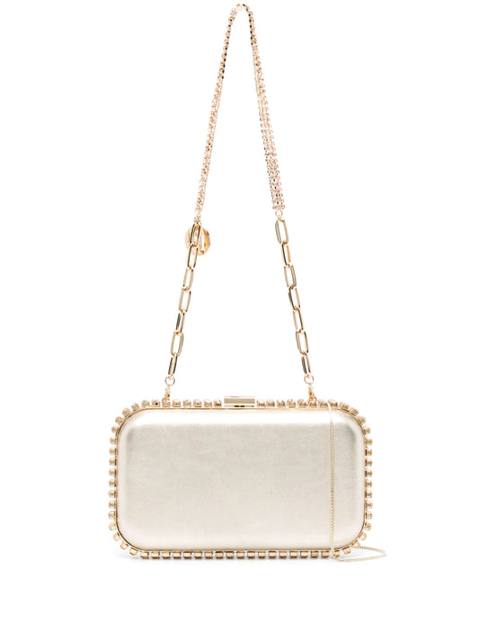 Clio crystal-embellished leather clutch bag