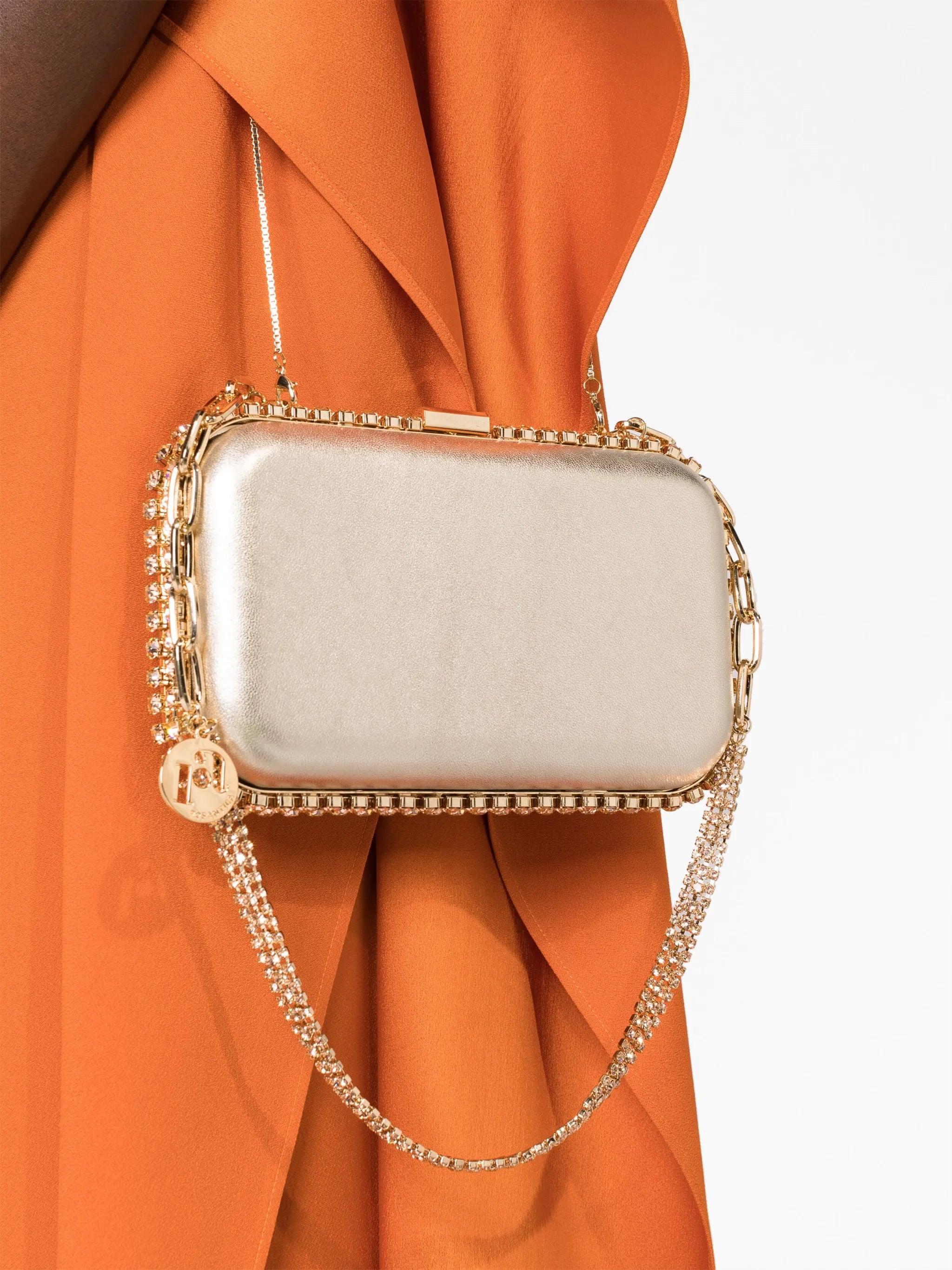Clio crystal-embellished leather clutch bag