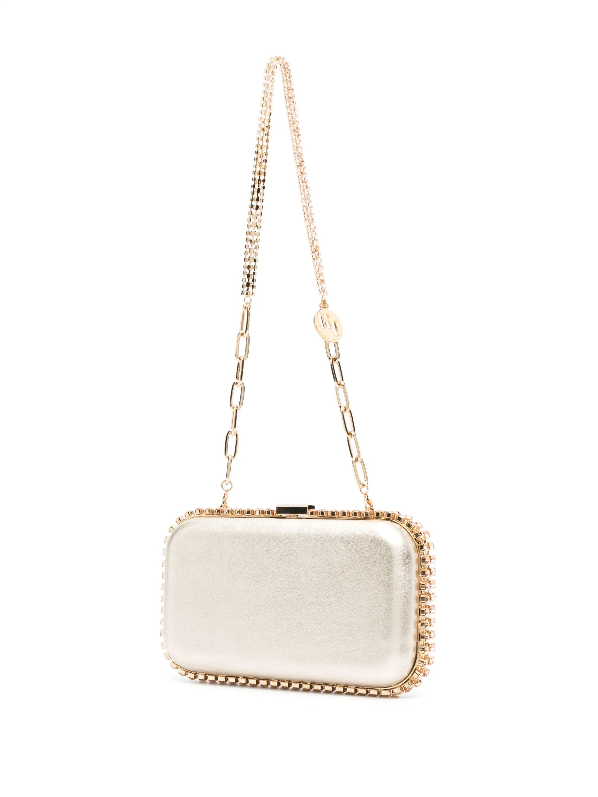 Clio crystal-embellished leather clutch bag