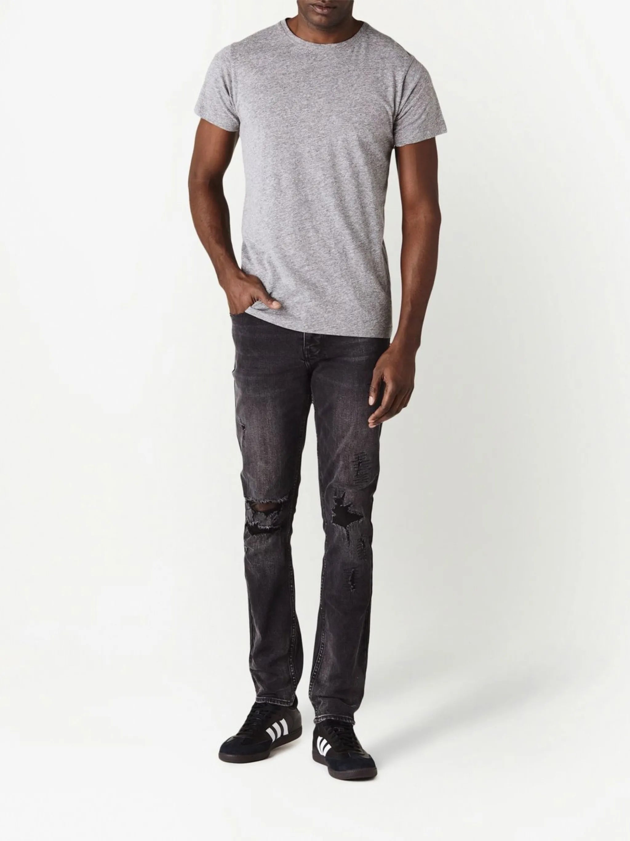 ripped-detail slim-fit jeans