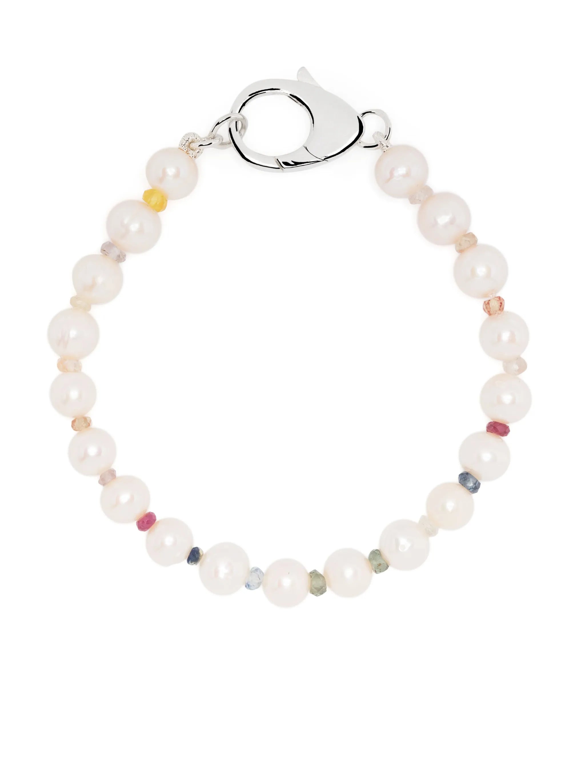 rainbow bead-embellished pearl bracelet