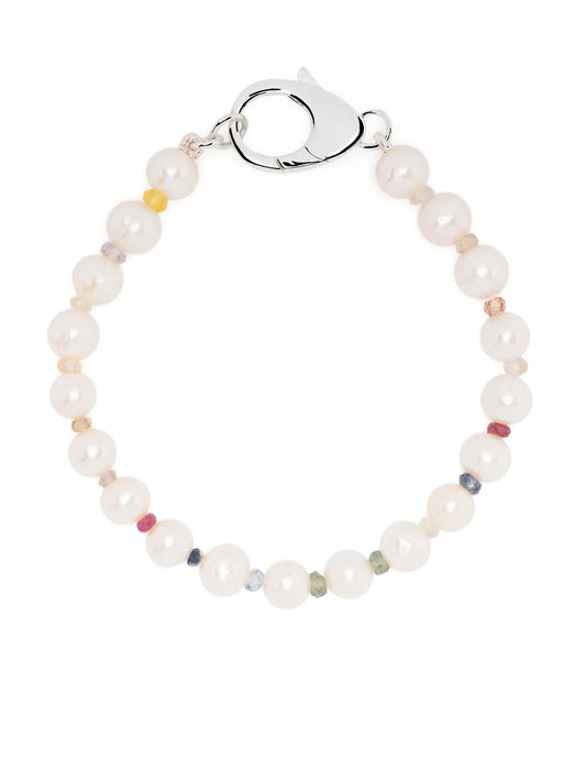 rainbow bead-embellished pearl bracelet