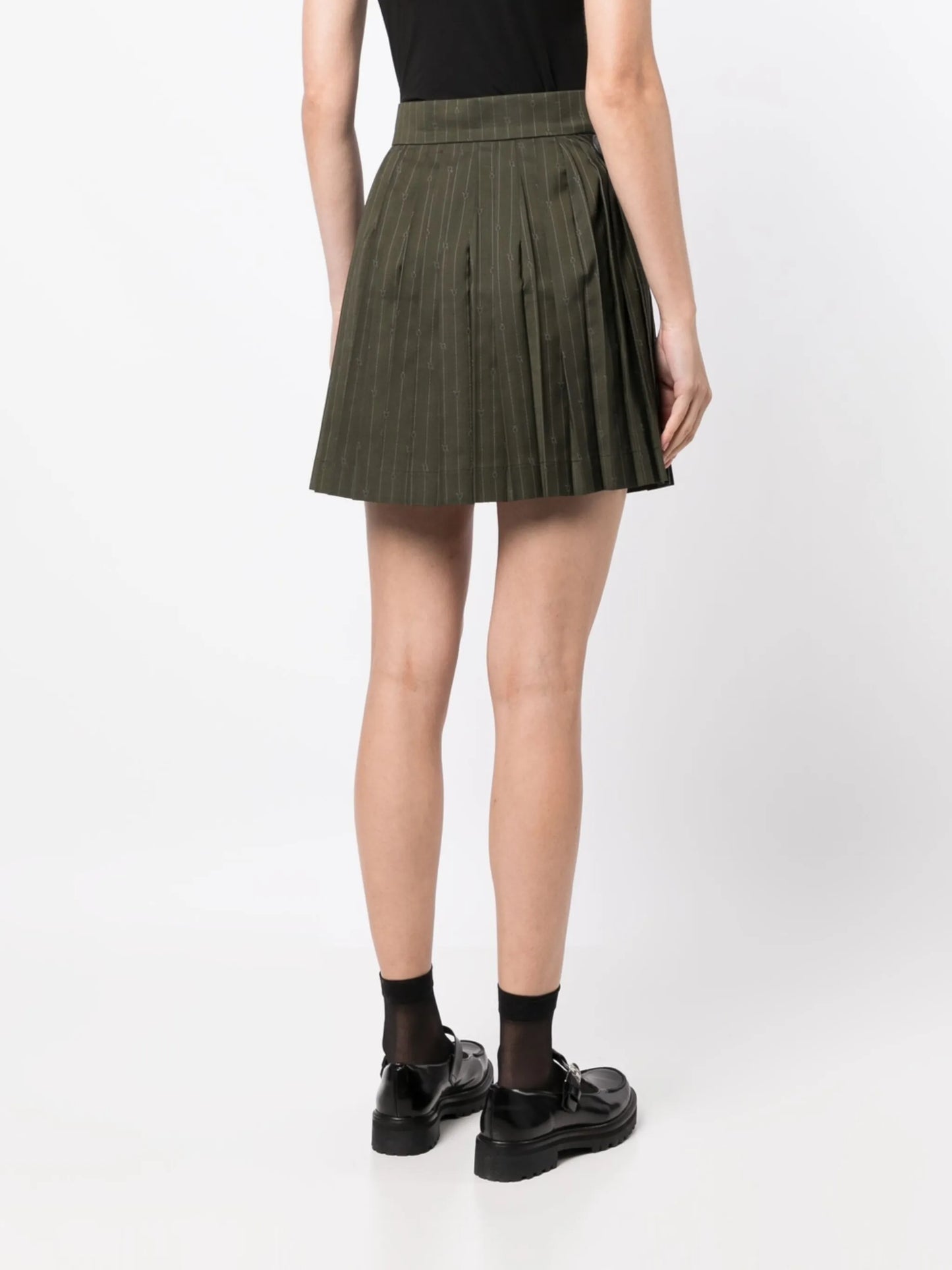 pinstripe pleated miniskirt