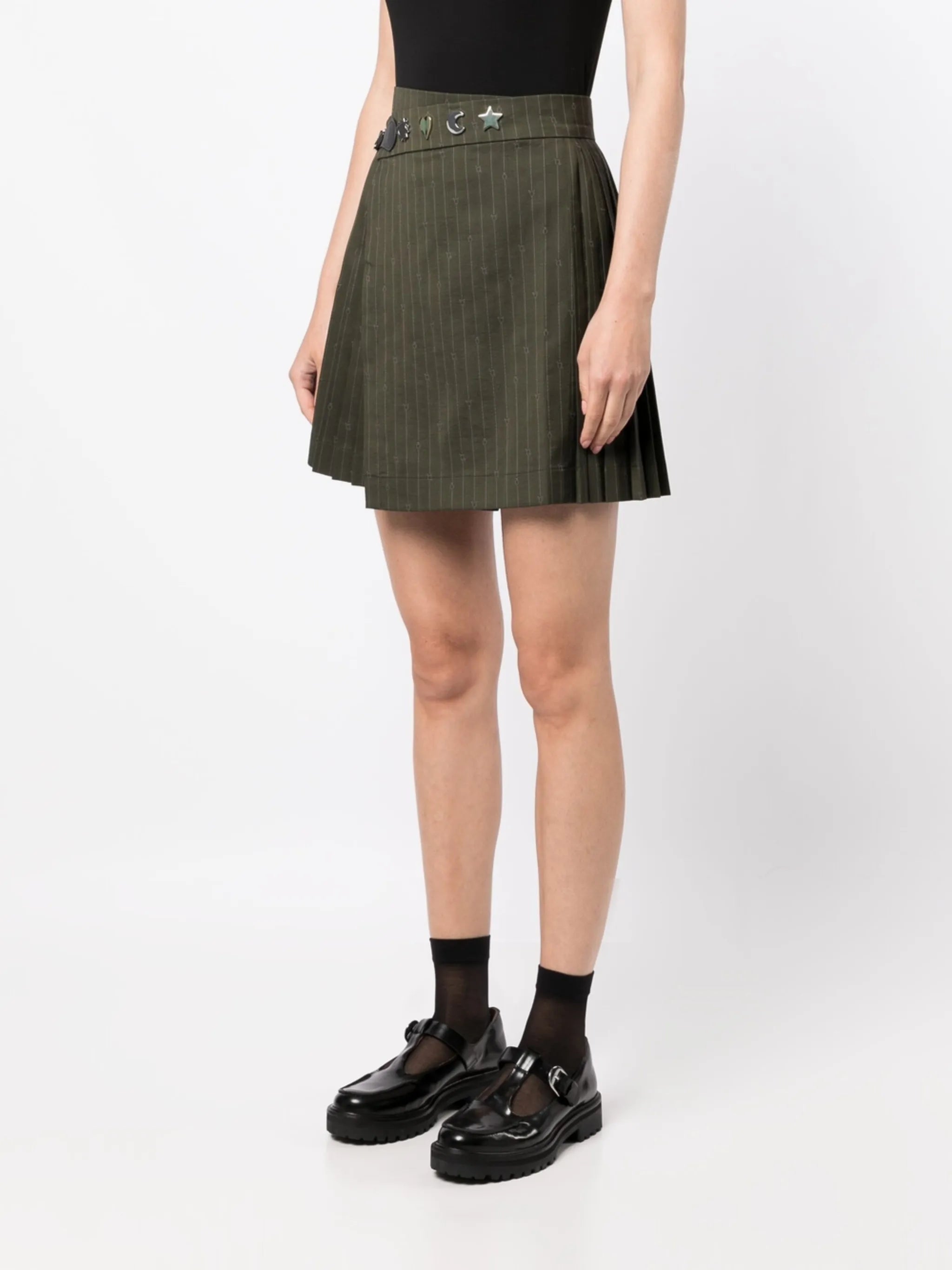 pinstripe pleated miniskirt