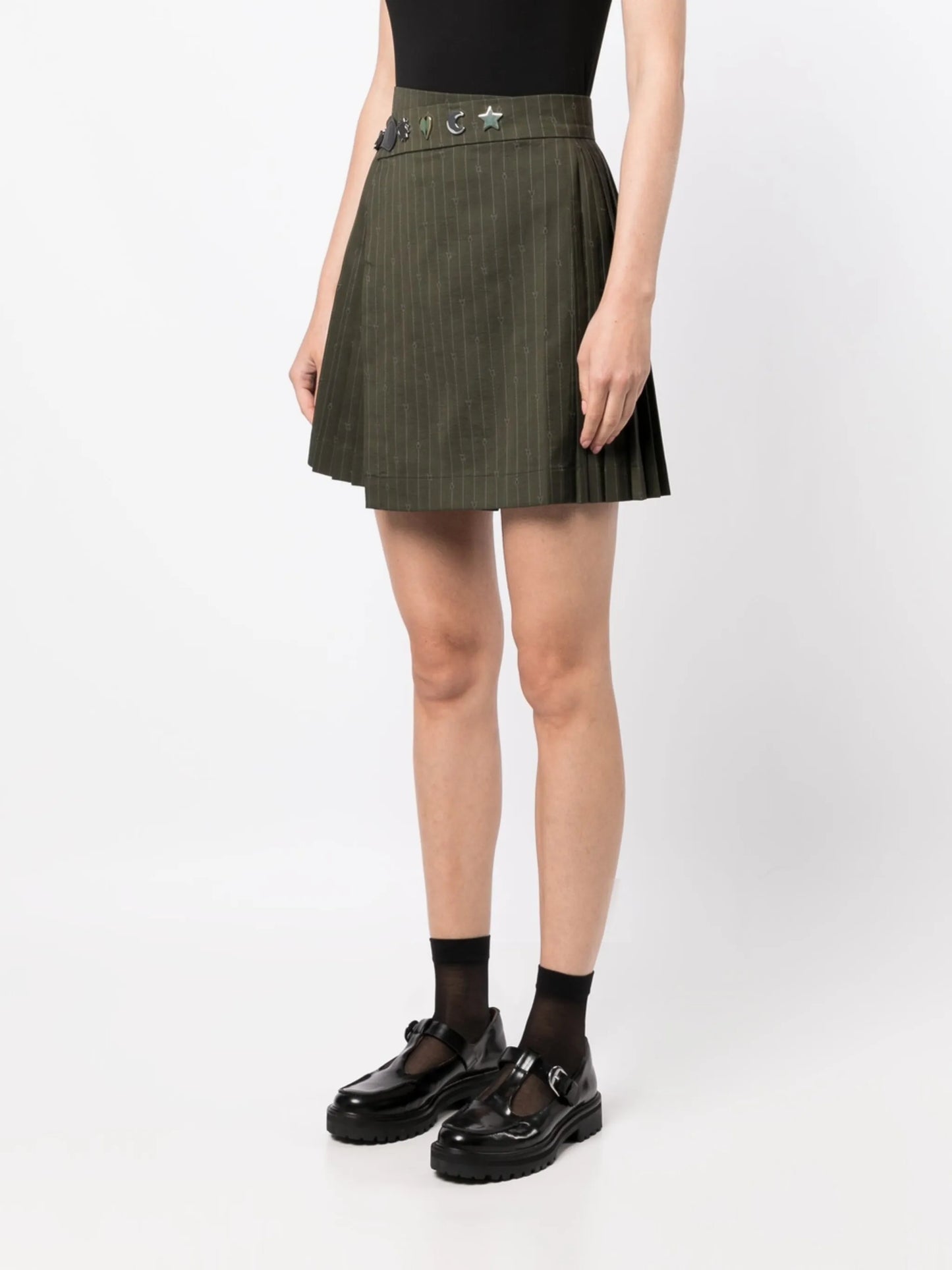 pinstripe pleated miniskirt
