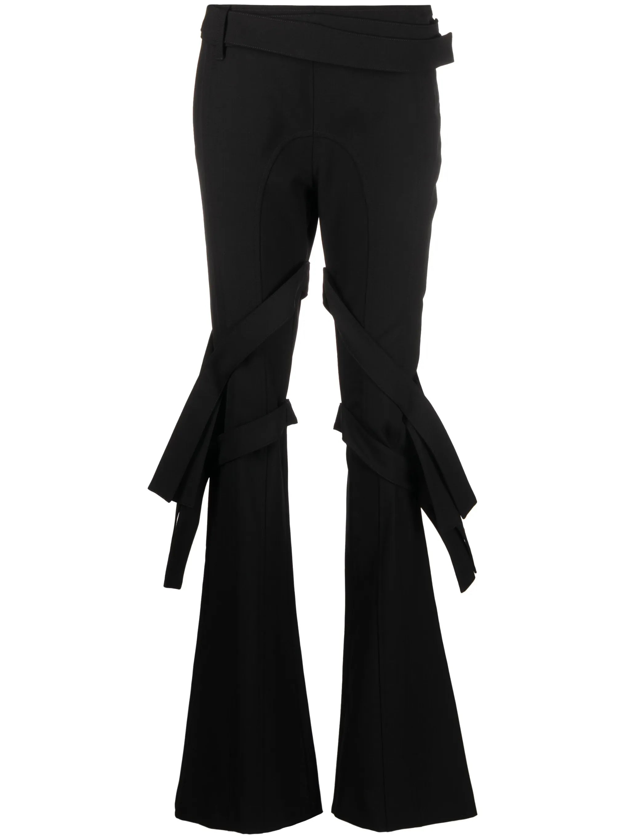 strap-detail flared trousers