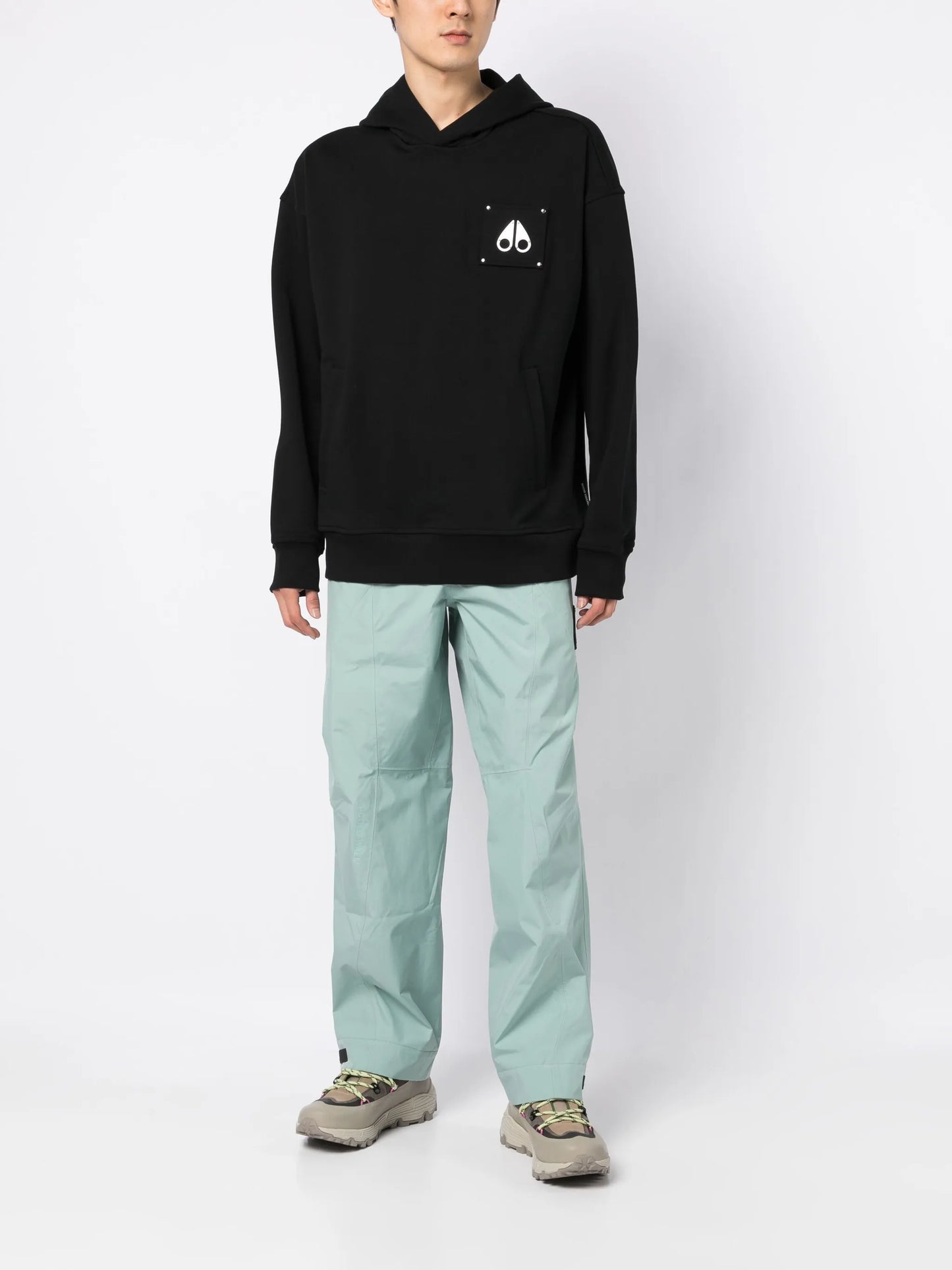 logo-patch cotton hoodie